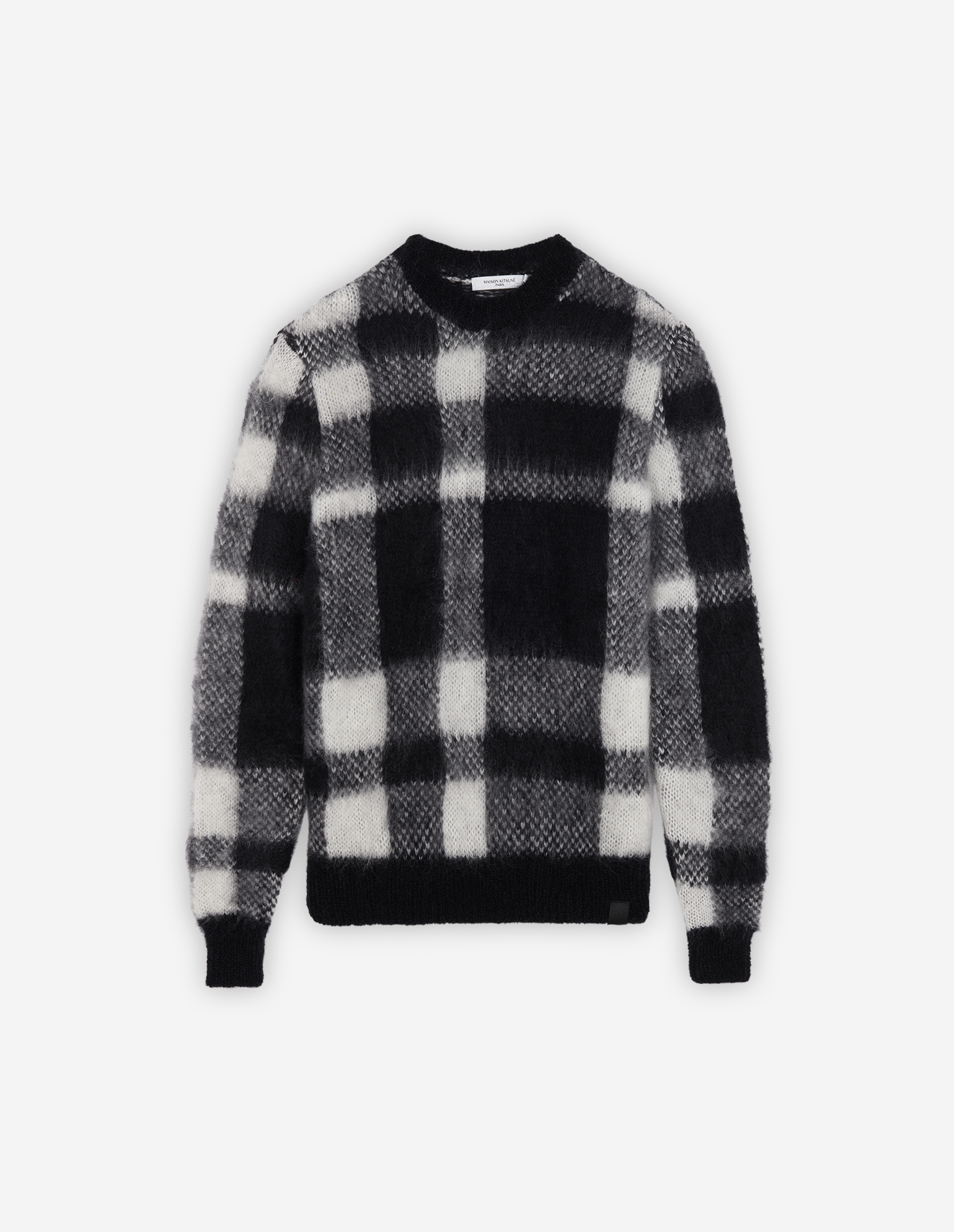 BRUSHED MOHAIR CHECK PULLOVER