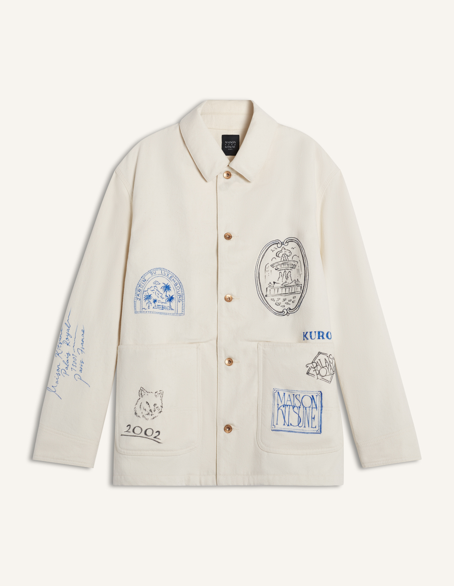 MAISON KITSUNE x KURO HANDWRITTEN POSTCARD WORK JACKET | Maison