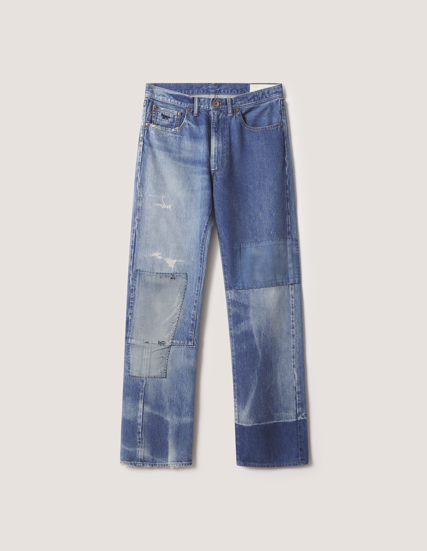 MAISON KITSUNE X KURO PATCHWORK DENIM PANTS | Maison Kitsuné