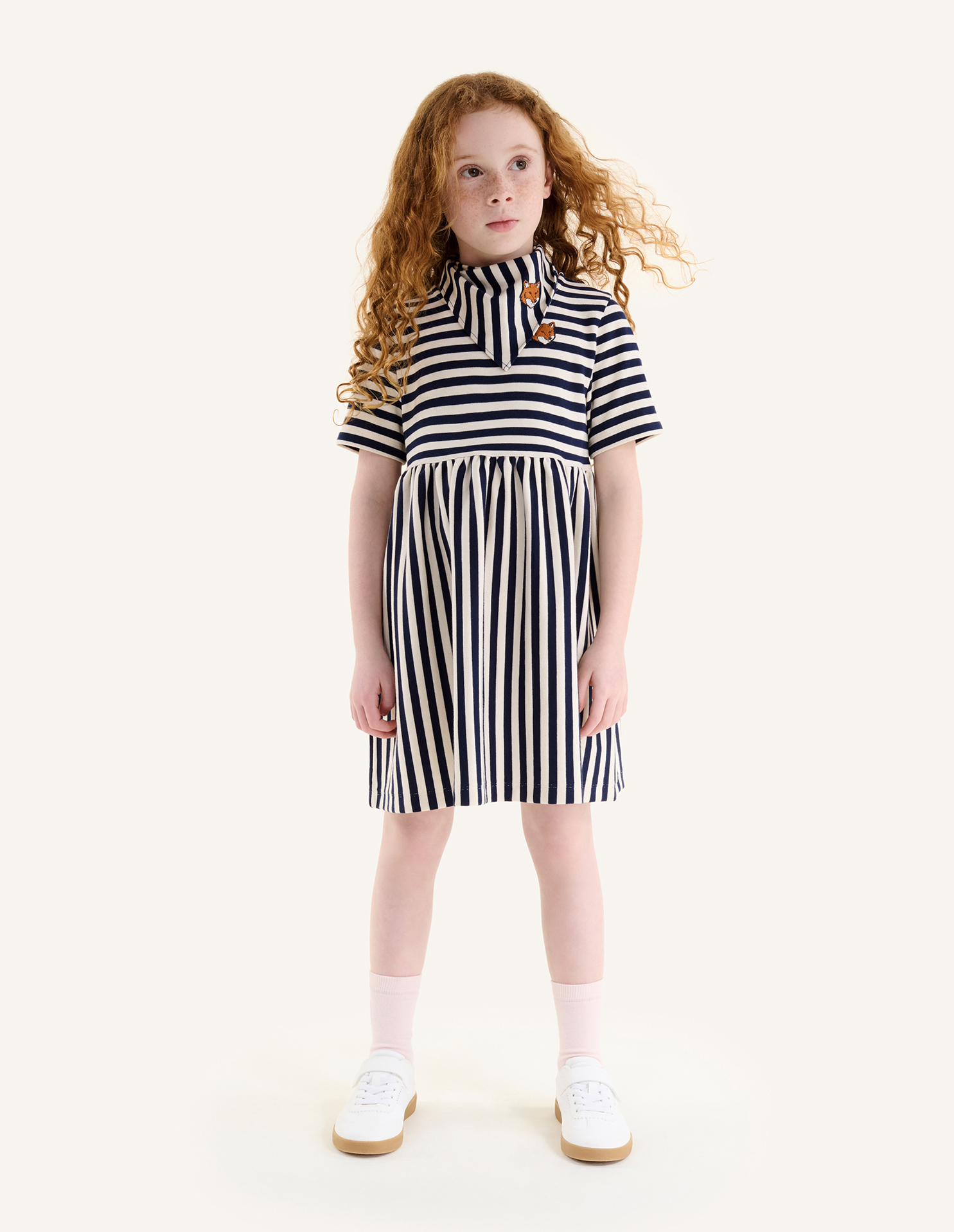 フォックスヘッド キッズ ストライプ ドレス | Maison Kitsuné