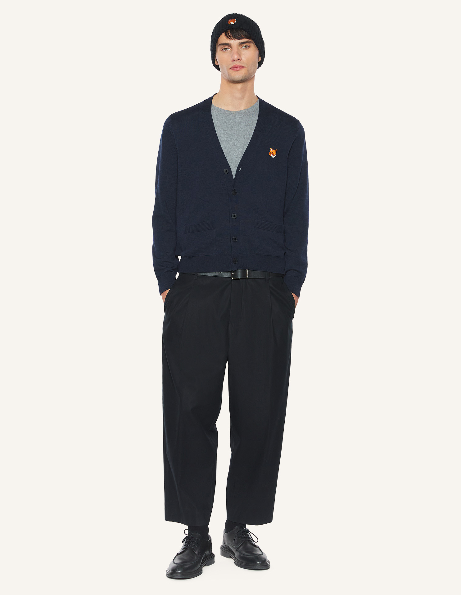 FOX HEAD MERINO REGULAR CARDIGAN | Maison Kitsuné