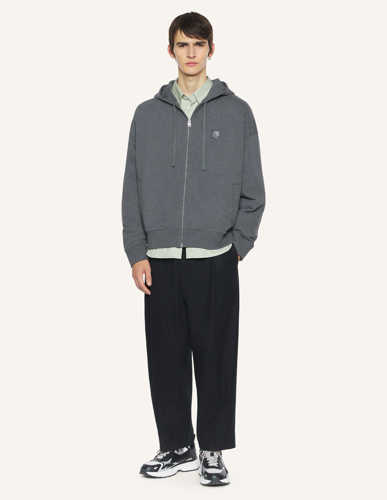 フォックスヘッド ジップ オーバーサイズ フーディー | Maison Kitsuné