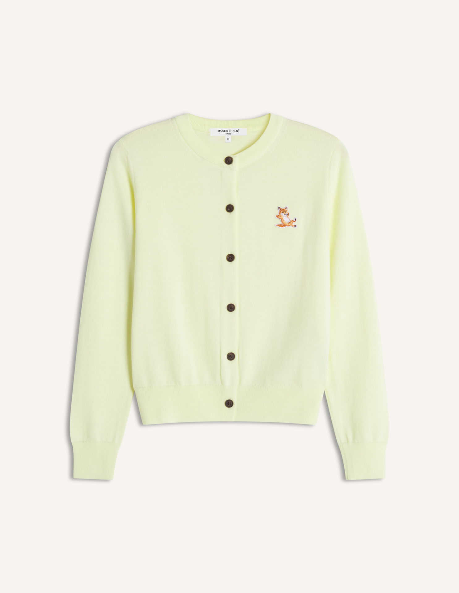 メゾンキツネ　カーディガン　ライトイエロー チラックス フォックス メリノ レギュラー カーディガン | Maison Kitsuné