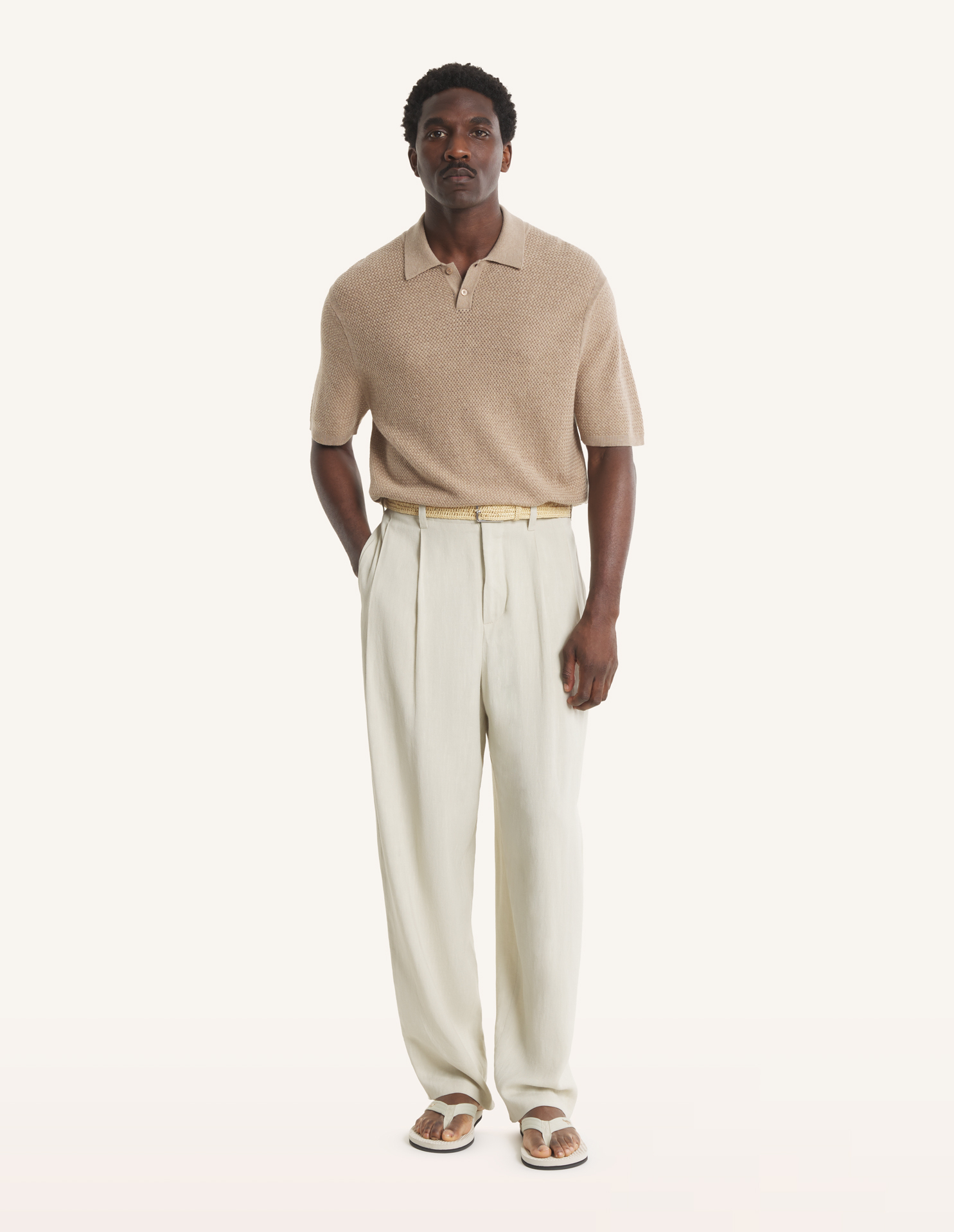 TEXTURED MERINO COTTON SHORT SLEEVE POLO | Maison Kitsuné