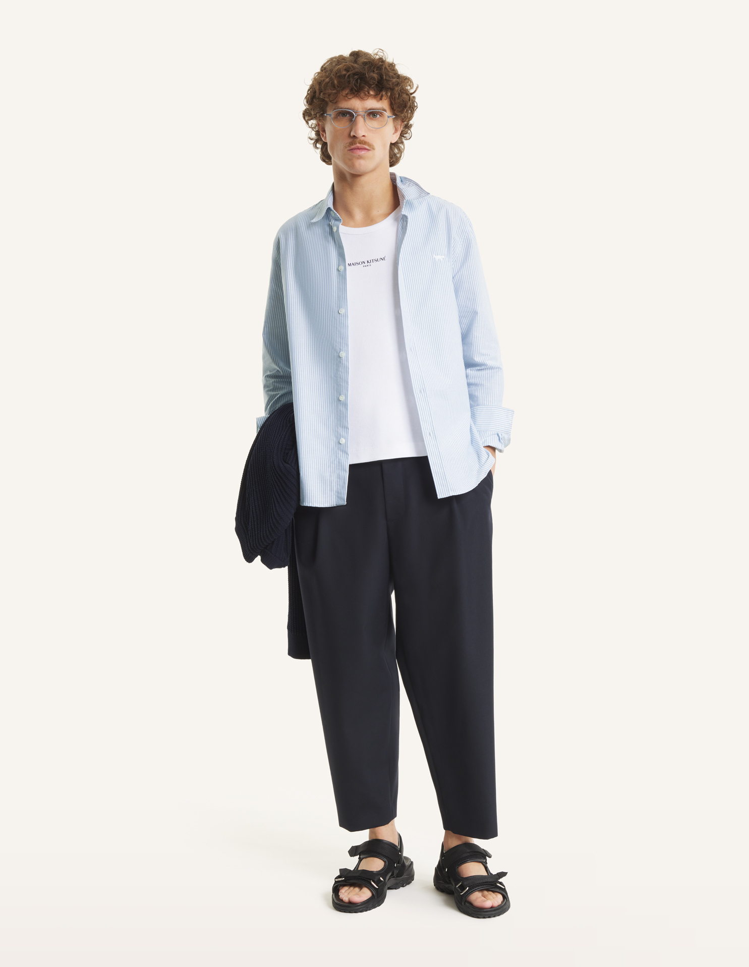 PROFILE FOX STRIPED REGULAR SHIRT | Maison Kitsuné