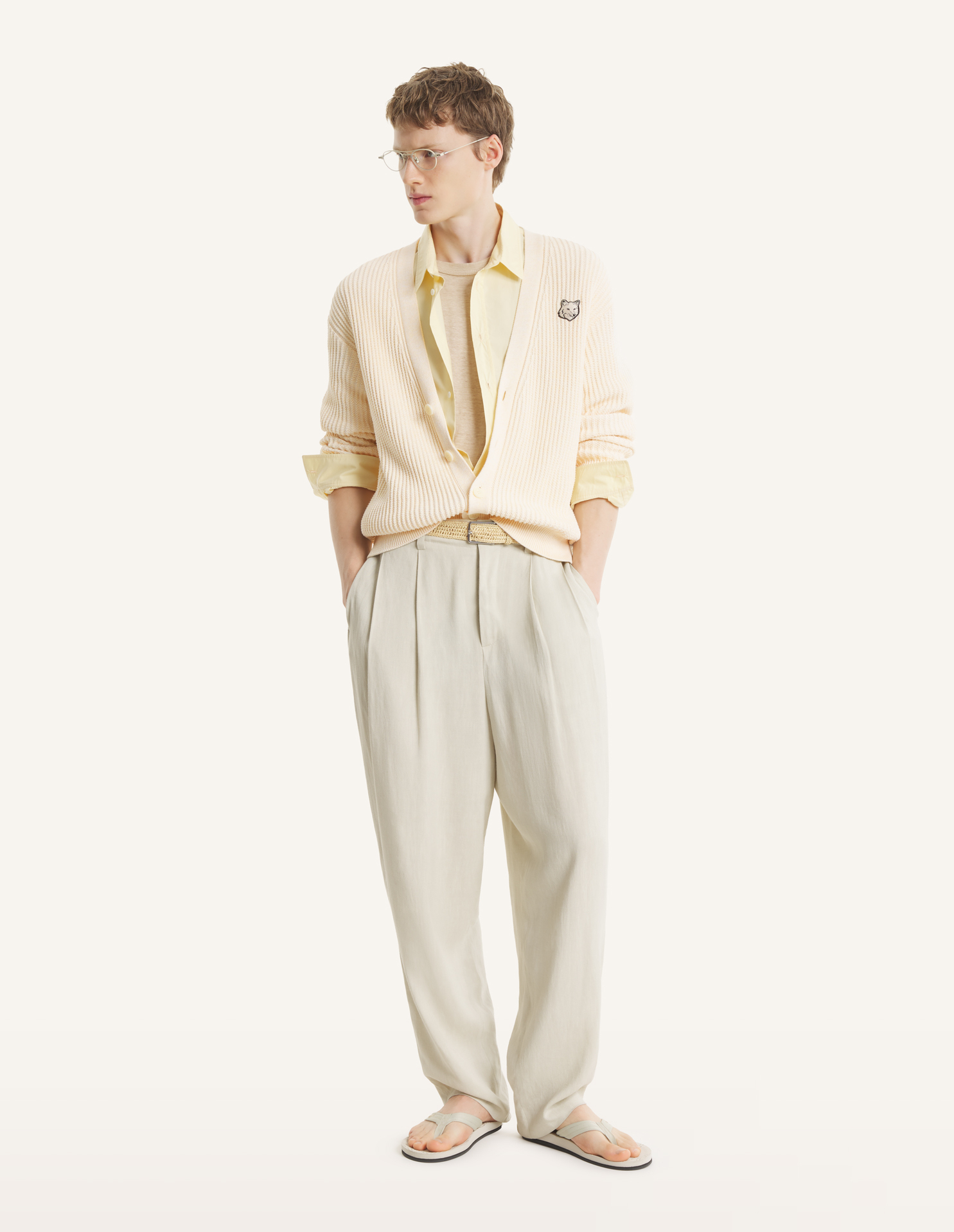フォックスヘッド コットン リブ カーディガン | Maison Kitsuné
