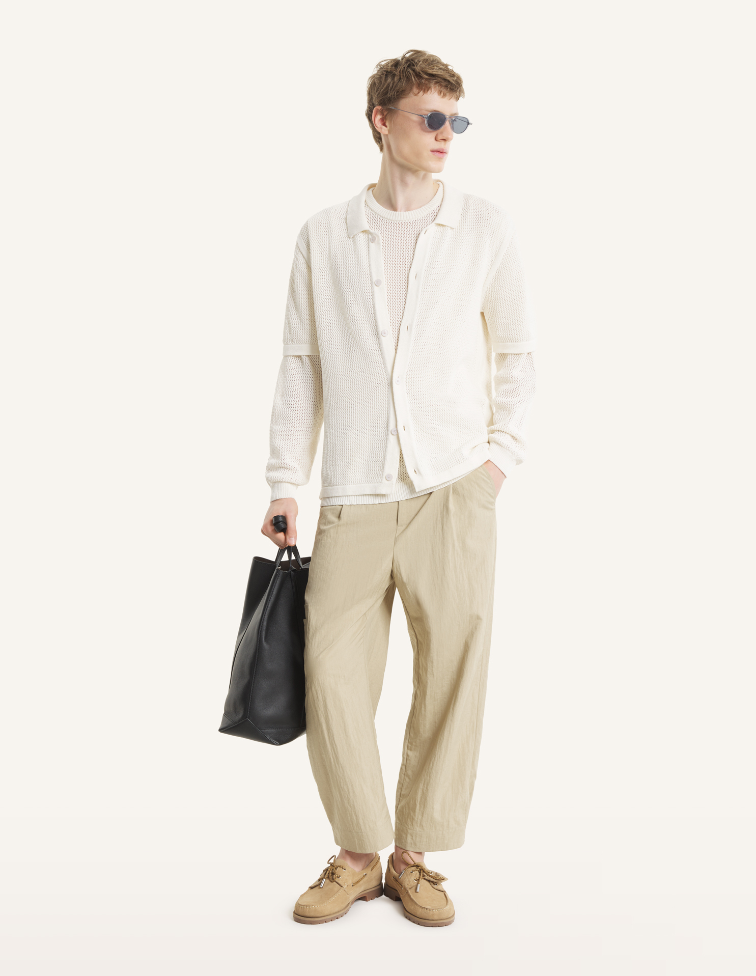 OPEN KNIT SHORT SLEEVE CARDIGAN | Maison Kitsuné