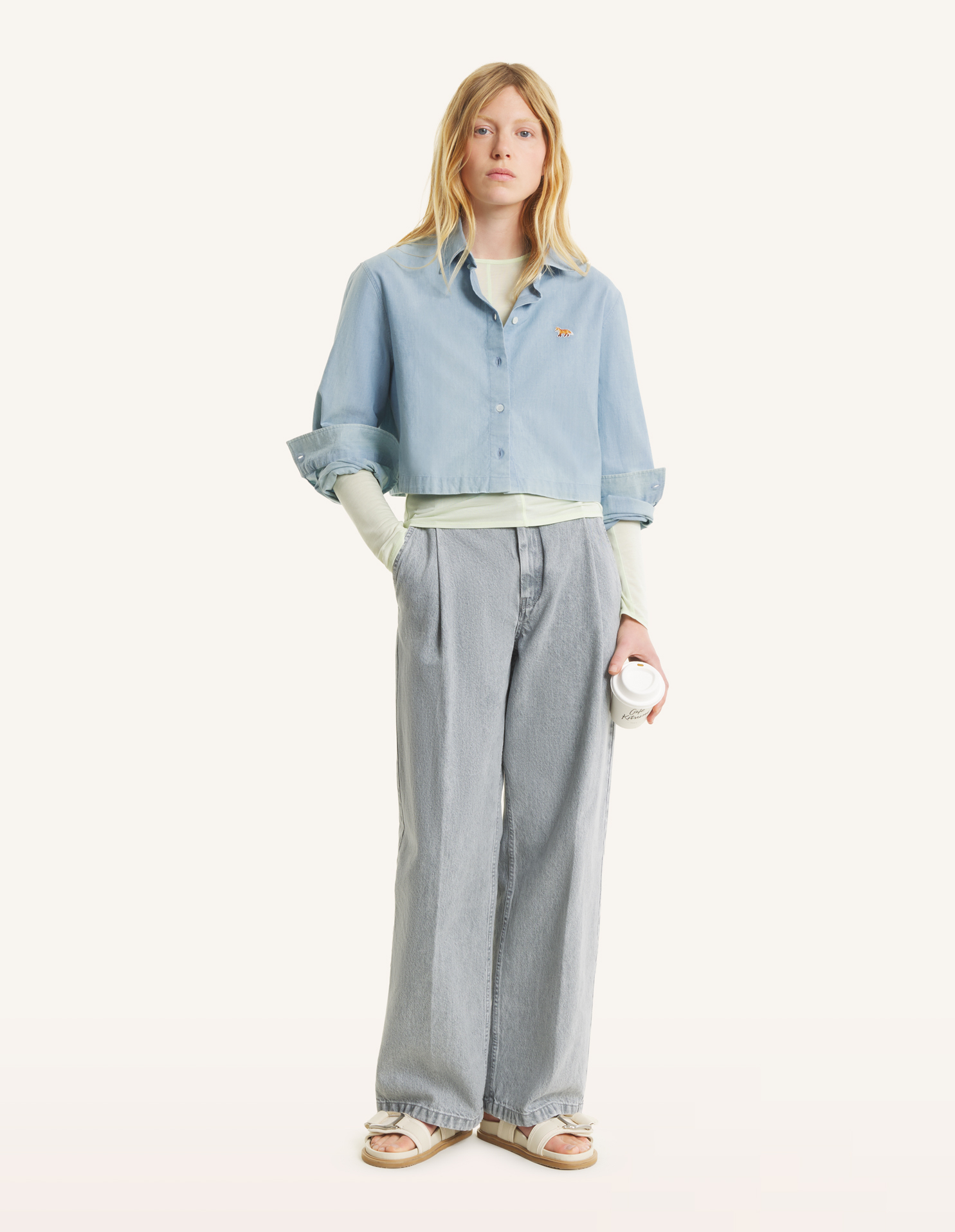 qkodo出品 ベイビー フォックス クロップド シャツ | Maison Kitsuné