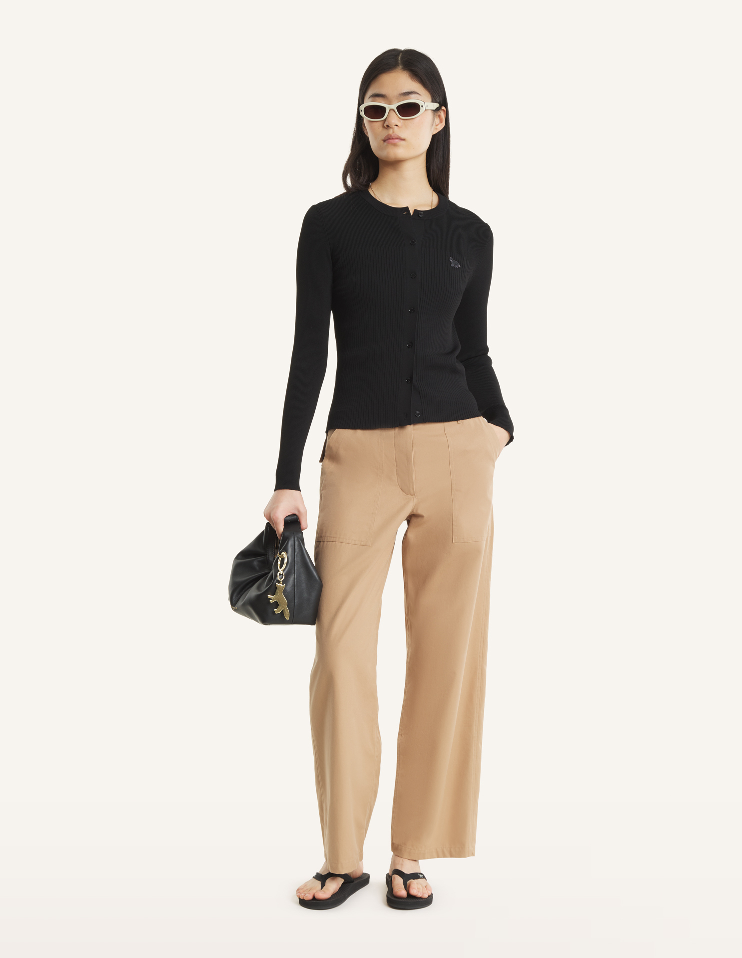 BABY FOX PLEAT RIB CARDIGAN | Maison Kitsuné