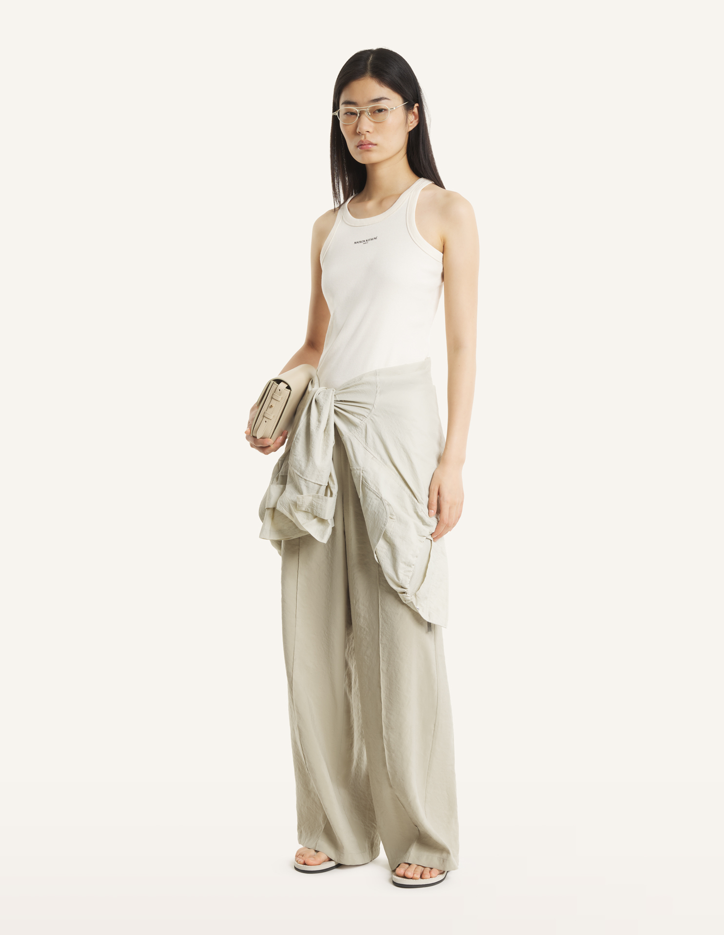 新品正規品MAISON KITSUNÉ ベージュ タンクトップ XS MAISON KITSUNÉ PARIS リブ タンクトップ | Maison Kitsuné