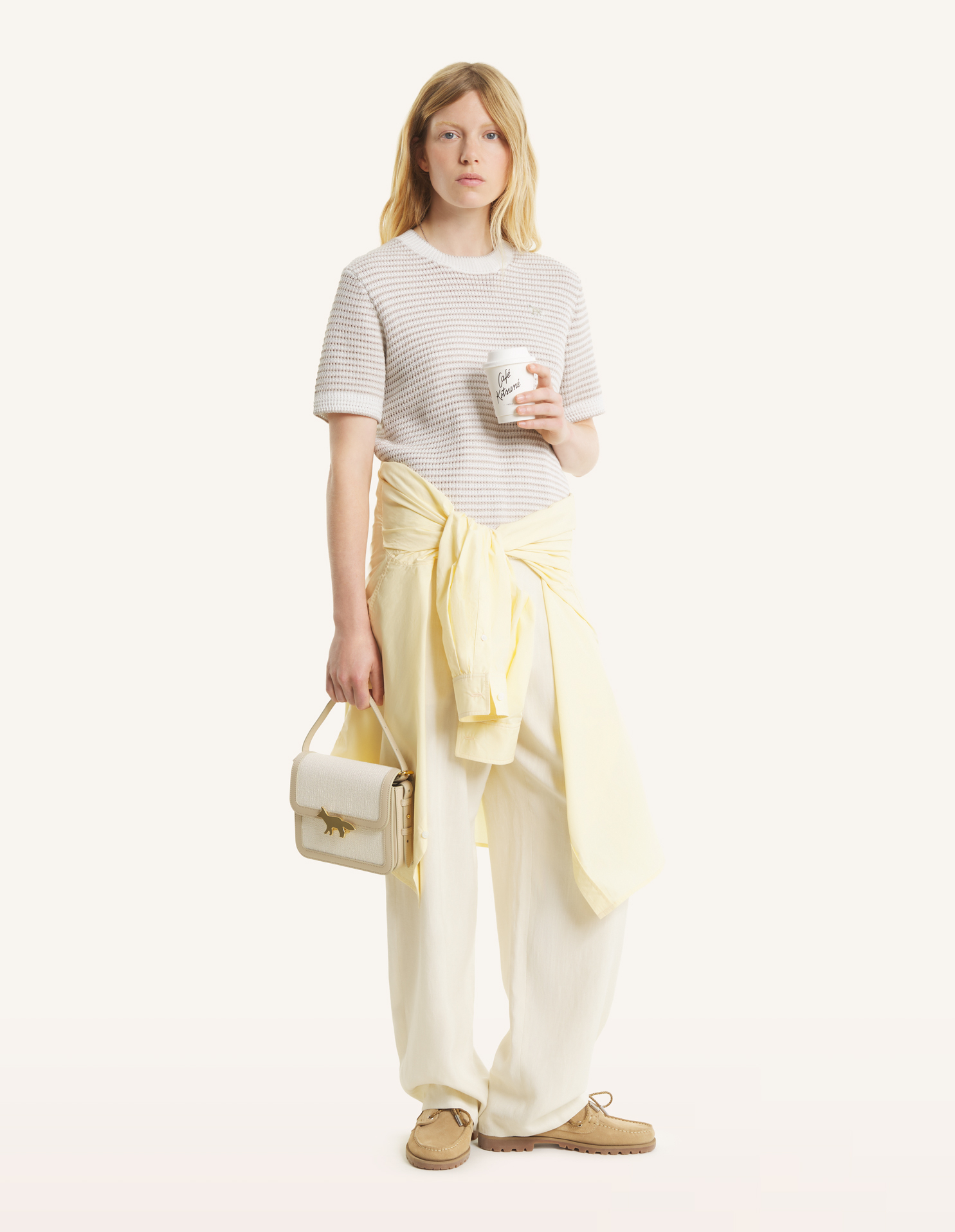 レースニット ストライプ ショートスリーブ ジャンパー | Maison Kitsuné