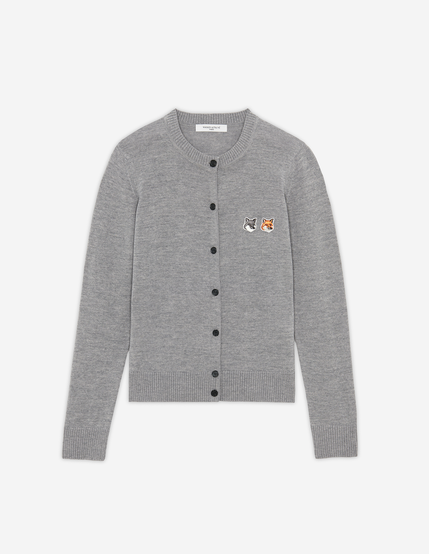 MAISON KITSUNE DOUBLE FOX ウールカーディガン DOUBLE BOLD FOX HEAD PATCH REGULAR CARDIGAN | Maison Kitsuné