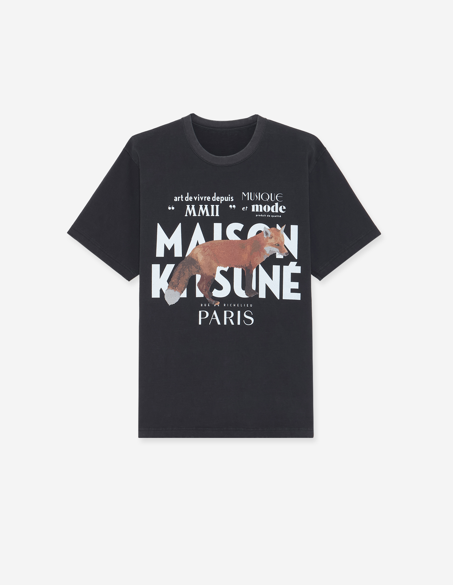 Maison Kitsune MMII Tシャツ ブラック M MMII FADED Tシャツ | Maison Kitsuné