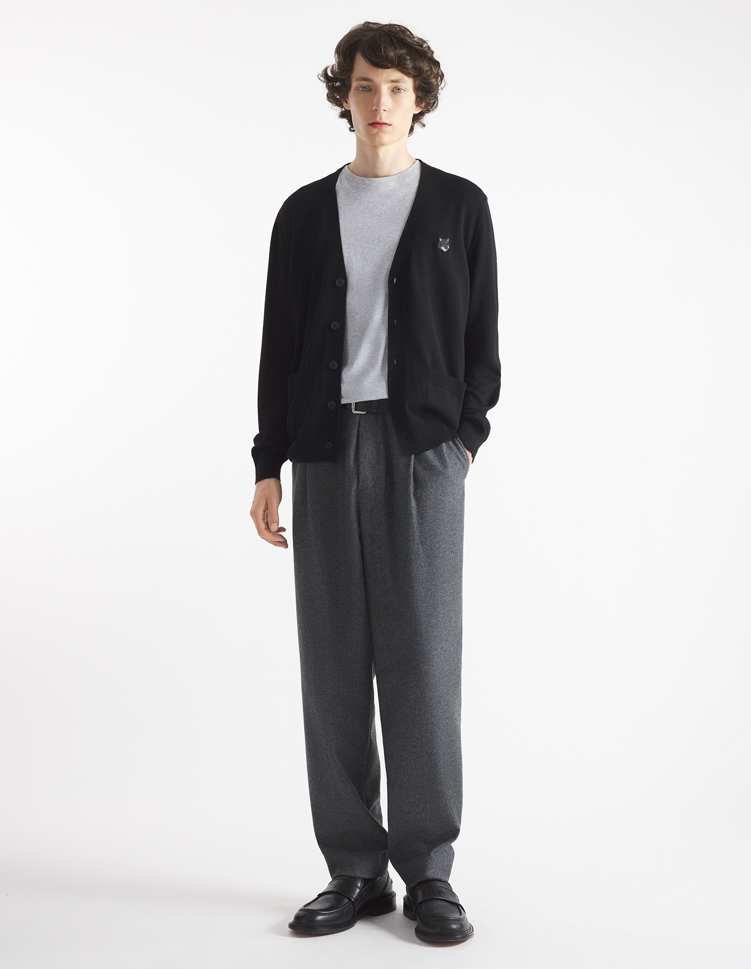 MAISON KITSUNÉ ブラック ニットポロ S MAISON KITSUNÉ ブラック ニットポロ S MAISON KITSUNE（メゾン キツネ