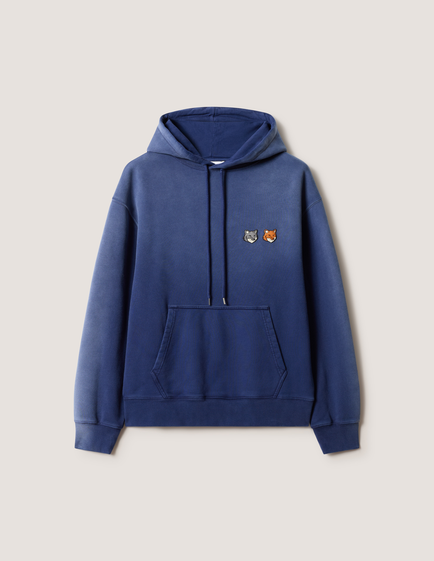 DOUBLE FOX HEAD FADED COMFORT HOODIE | Maison Kitsuné