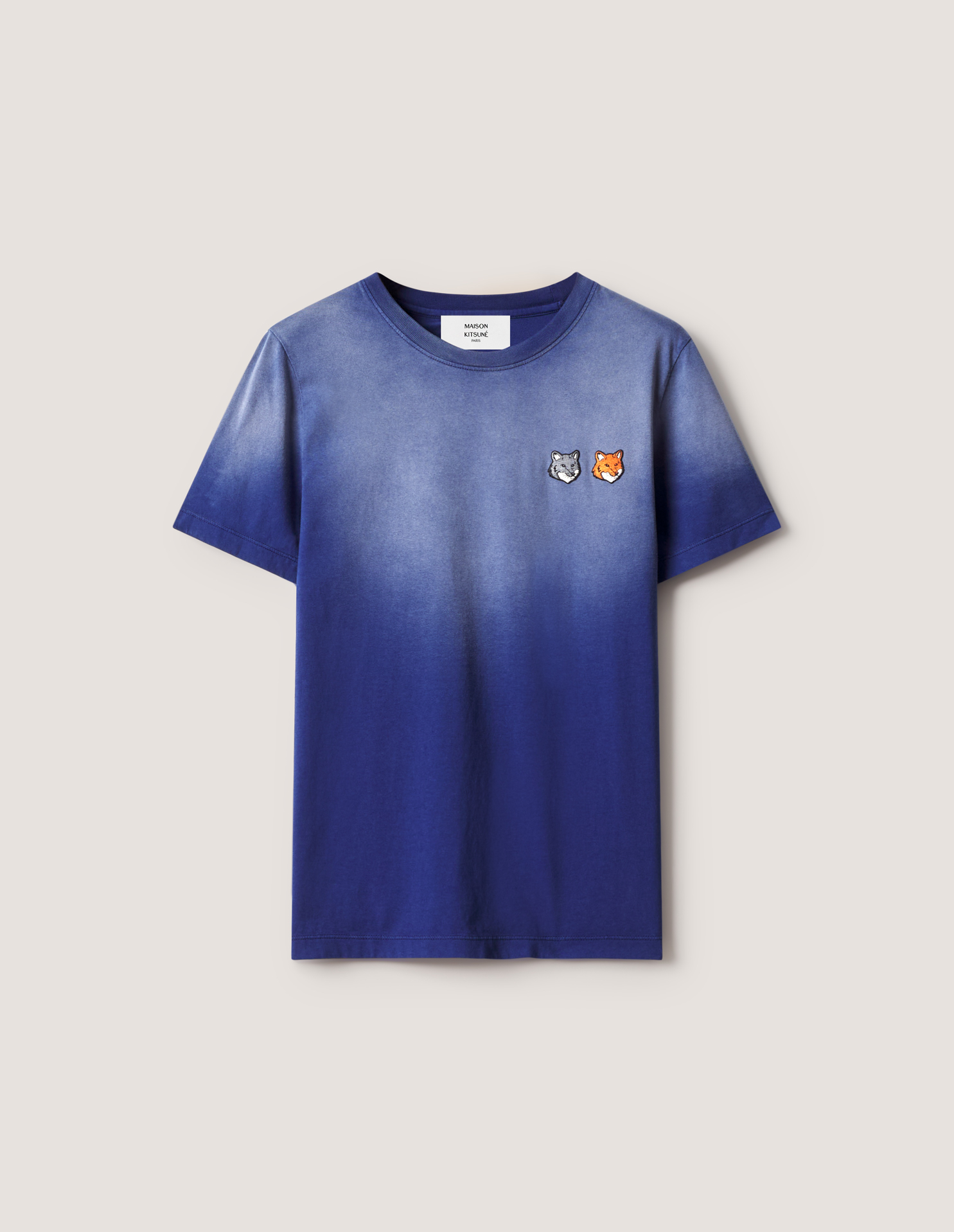 M*o様 MAISON KITSUNE ダブルフォックス Tシャツ ダブル フォックスヘッド フェード レギュラー Tシャツ | Maison Kitsuné