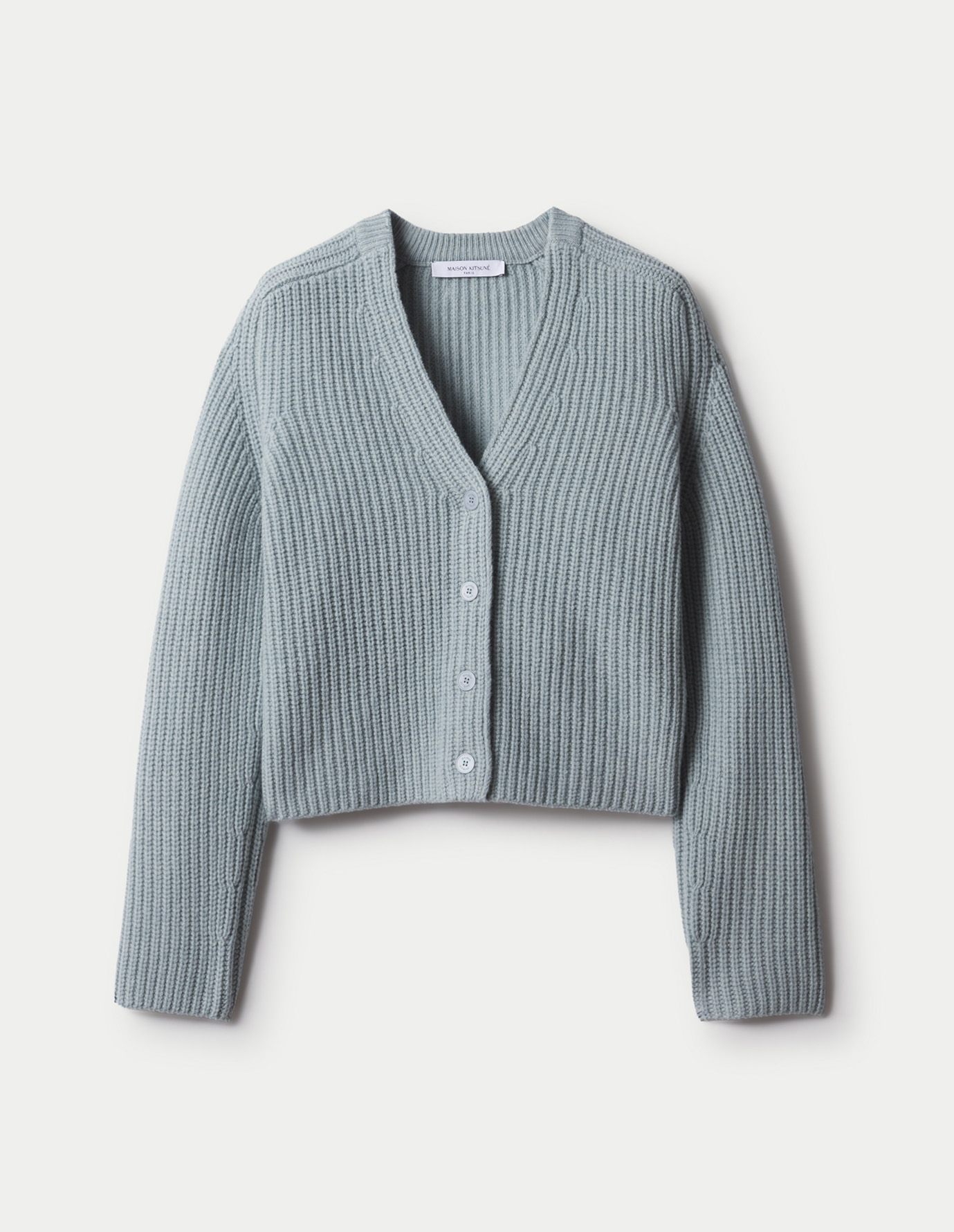 RELIEFED WOOL RIB CARDIGAN | Maison Kitsuné
