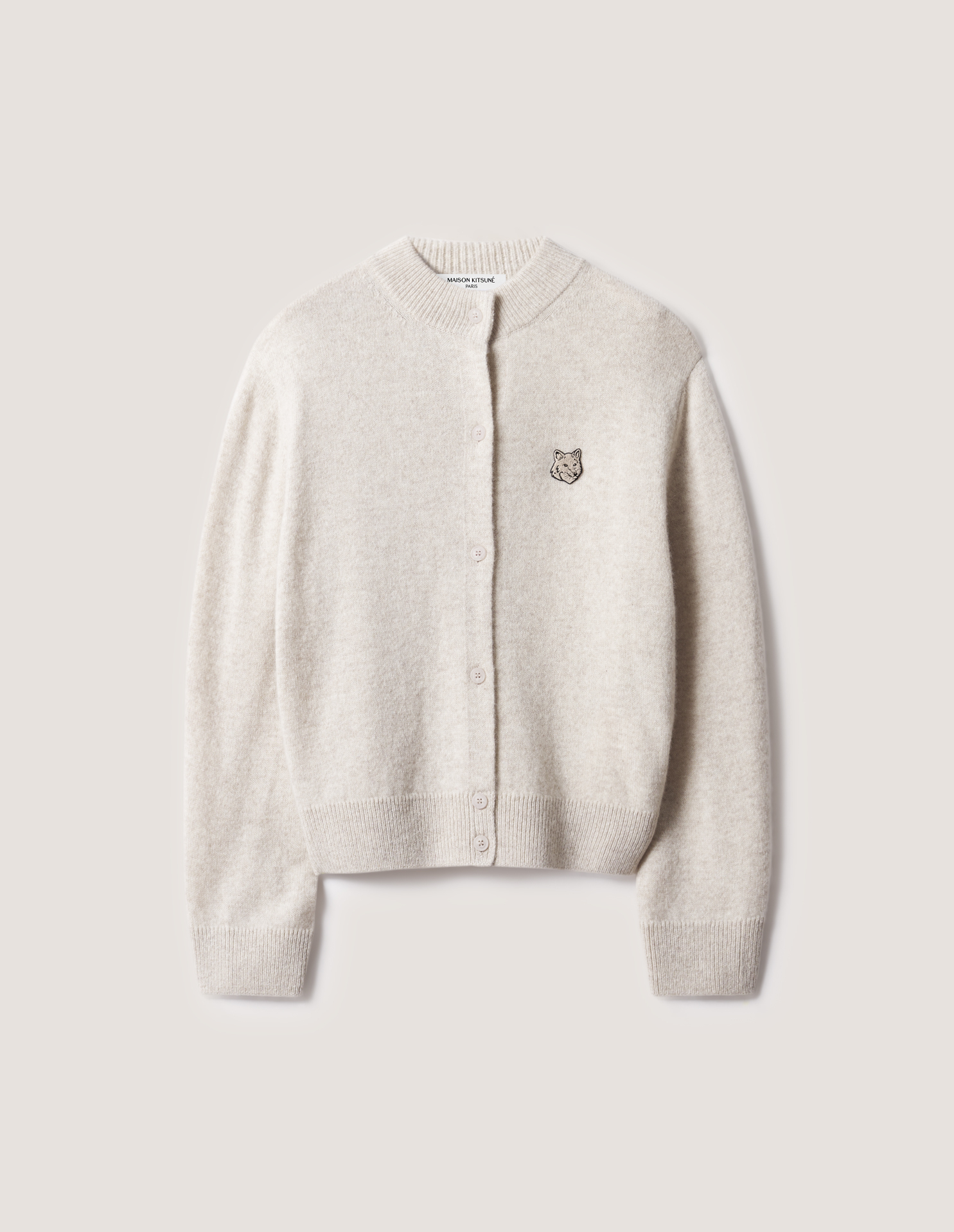 フォックスヘッド ラムズウール ハイネック カーディガン | Maison Kitsuné