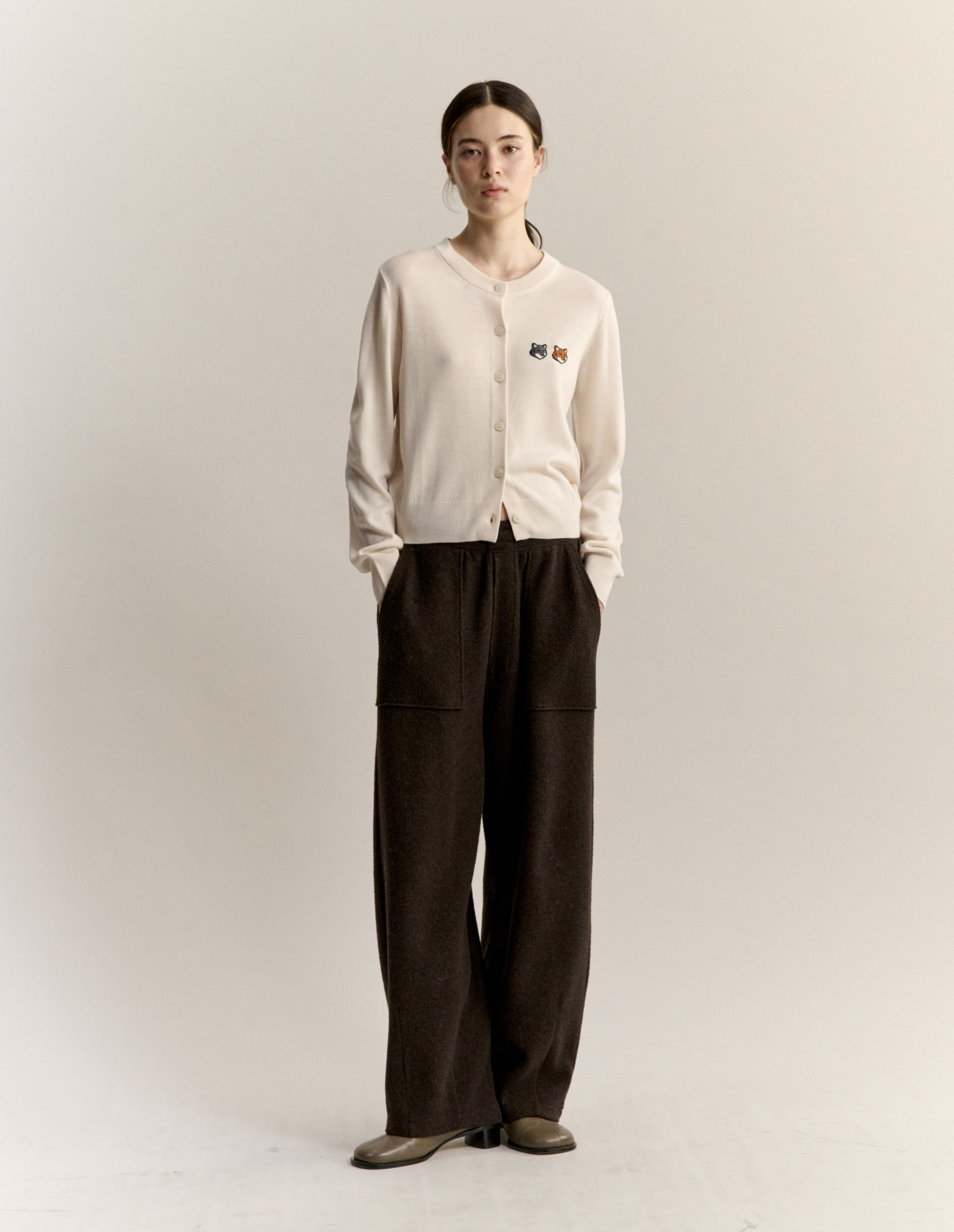DOUBLE FOX HEAD REGULAR CARDIGAN | Maison Kitsuné