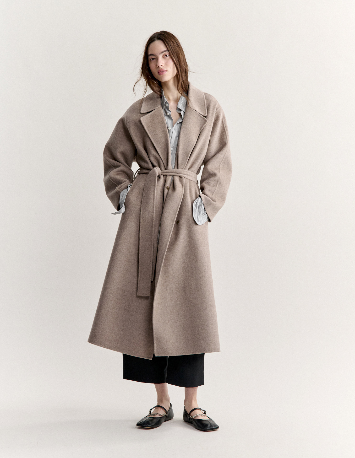 ダブルフェイス ベルテッド ウール コート | Maison Kitsuné ダブルフェイス ベルテッド ウール コート | Maison Kitsuné