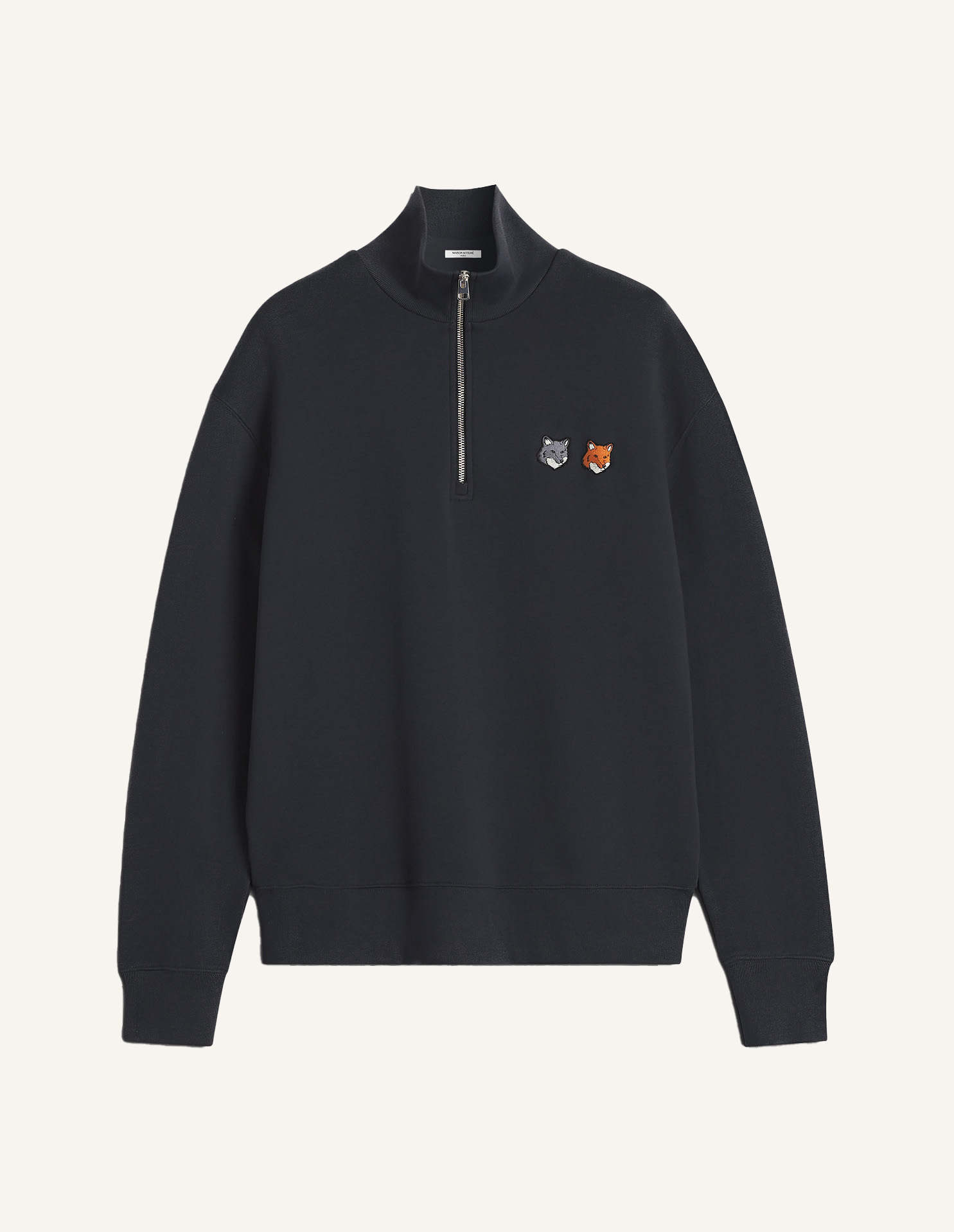 DOUBLE FOX HEAD HALF ZIP COMFORT SWEATSHIRT | Maison Kitsuné
