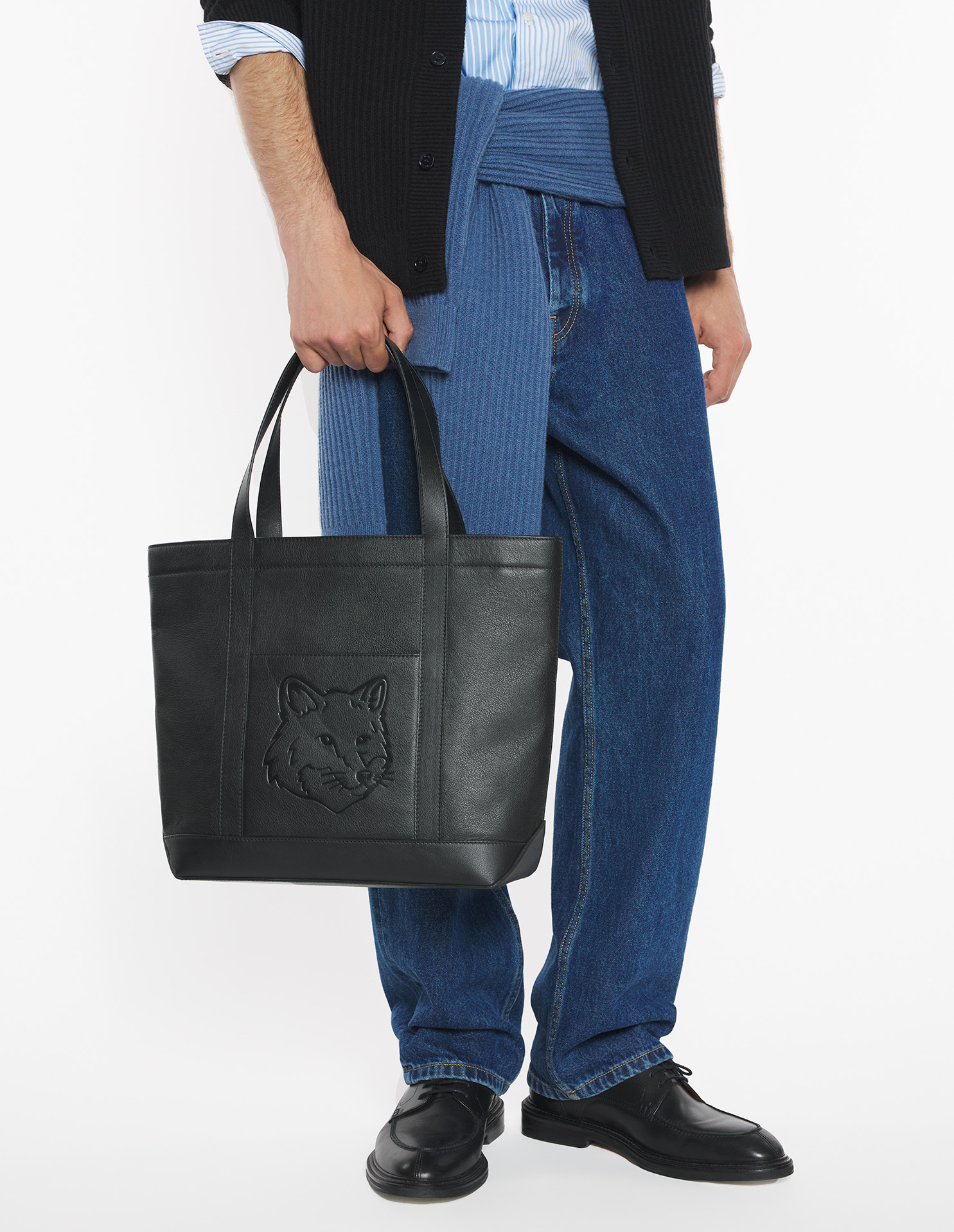FOX HEAD LEATHER MEDIUM TOTE | Maison Kitsuné