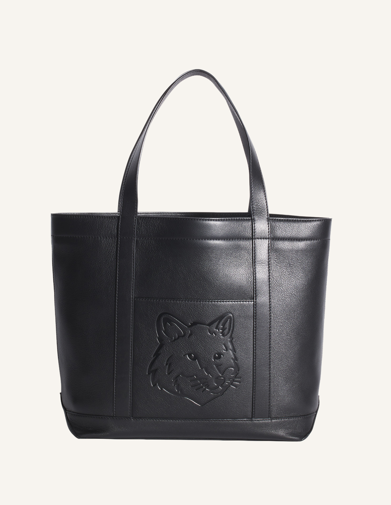 FOX HEAD LEATHER MEDIUM TOTE | Maison Kitsuné