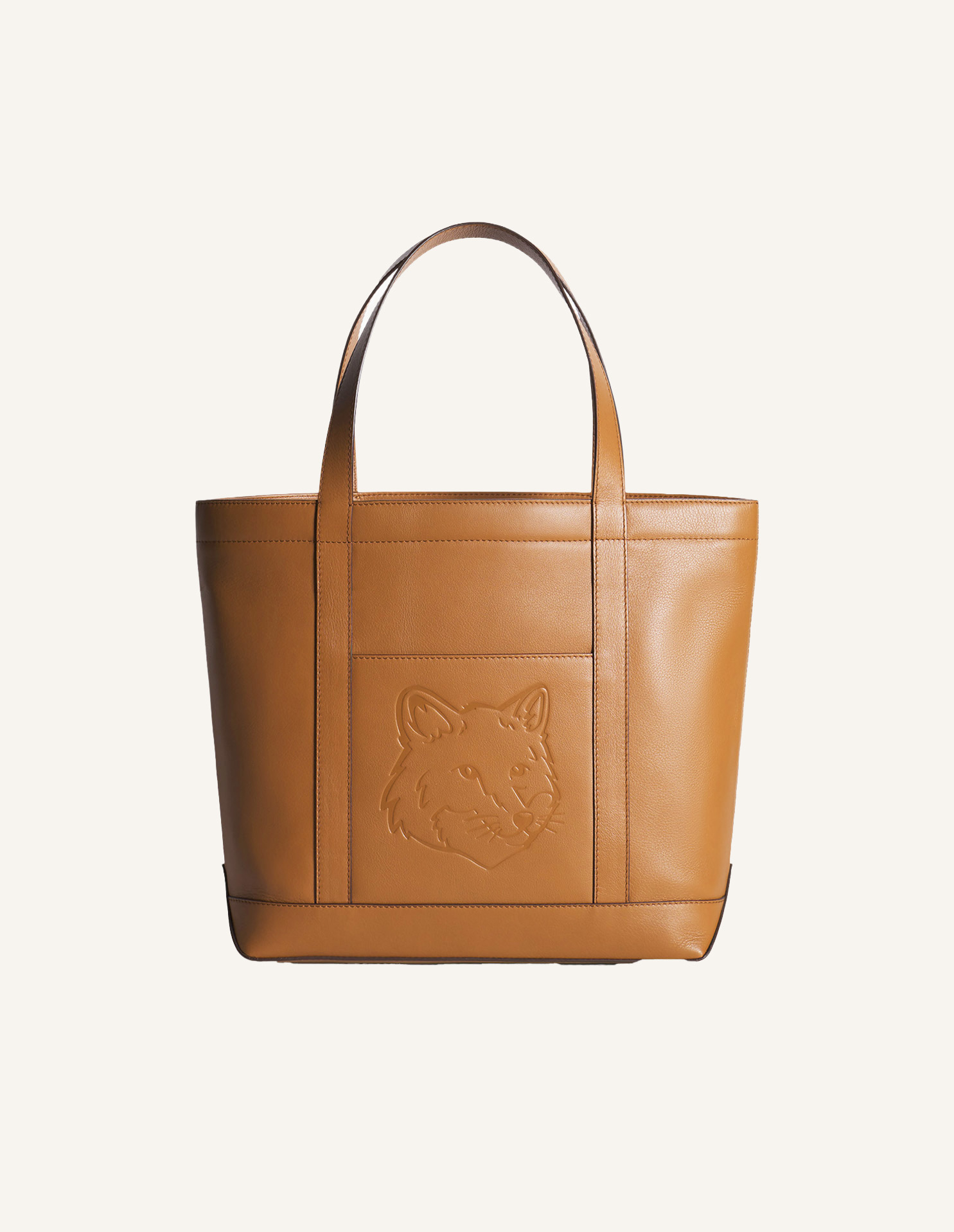 フォックスヘッド レザー ミディアム トート | Maison Kitsuné