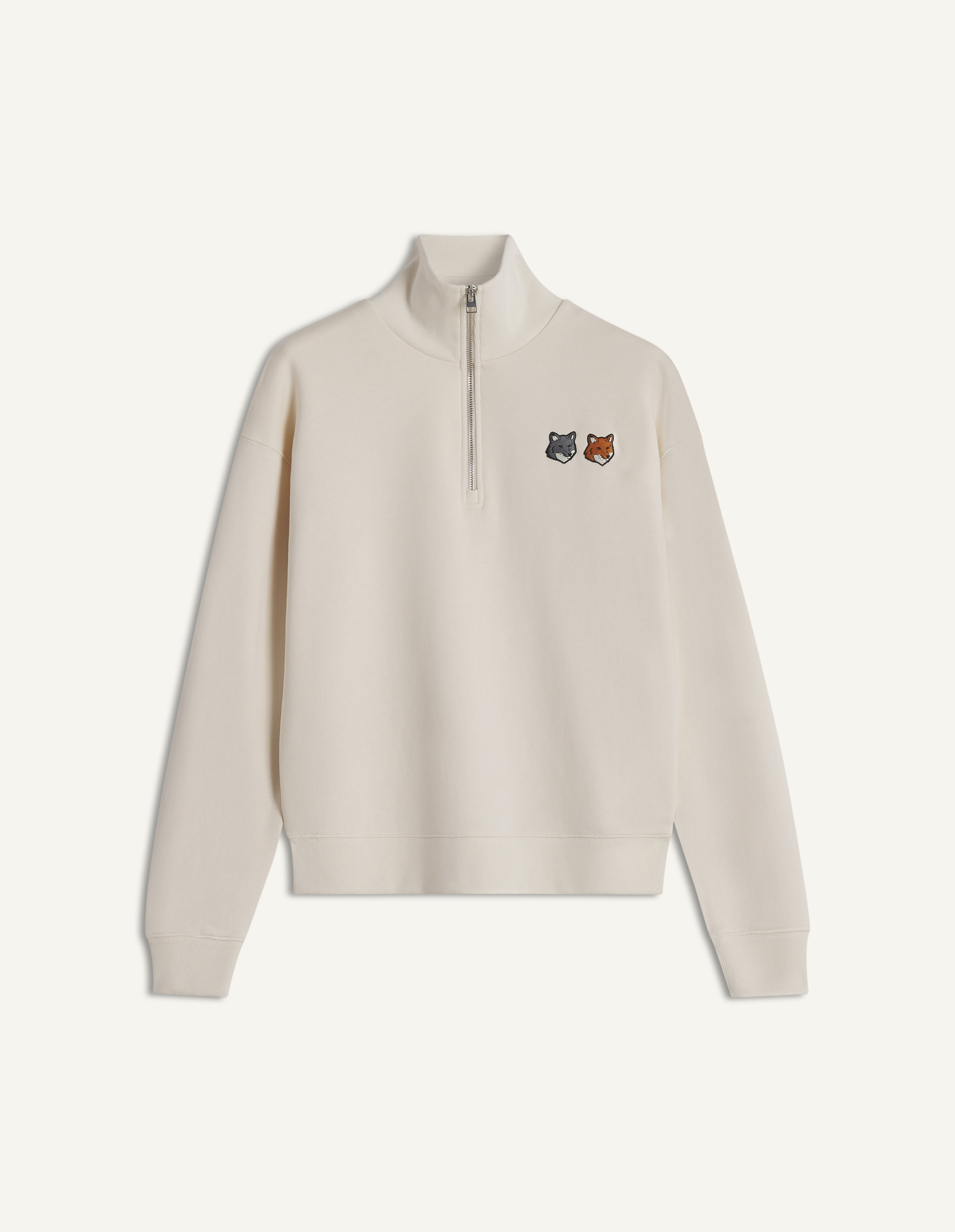DOUBLE FOX HEAD HALF ZIP COMFORT SWEATSHIRT | Maison Kitsuné
