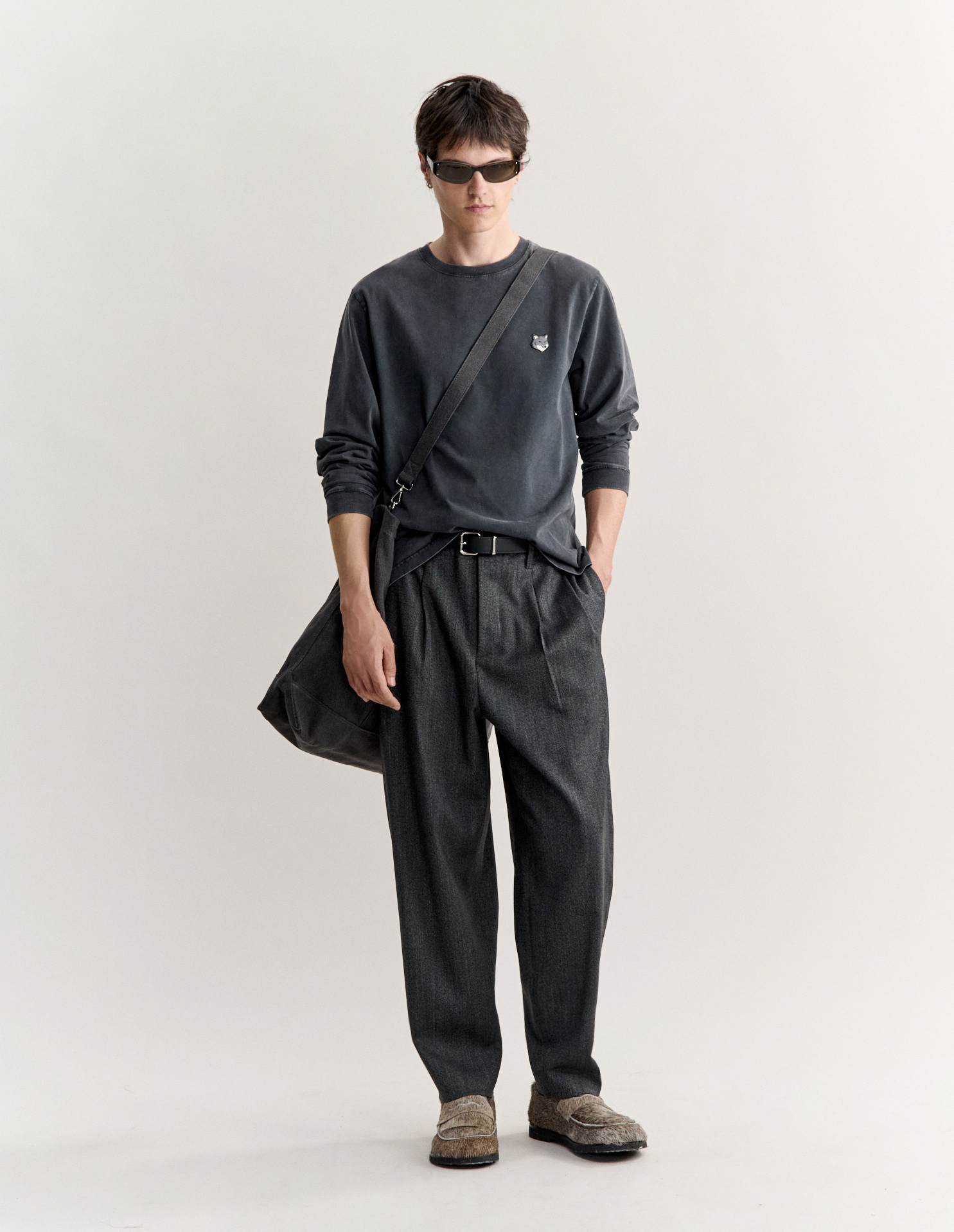 FOX HEAD FADED COMFORT LONG SLEEVE TEE-SHIRT | Maison Kitsuné