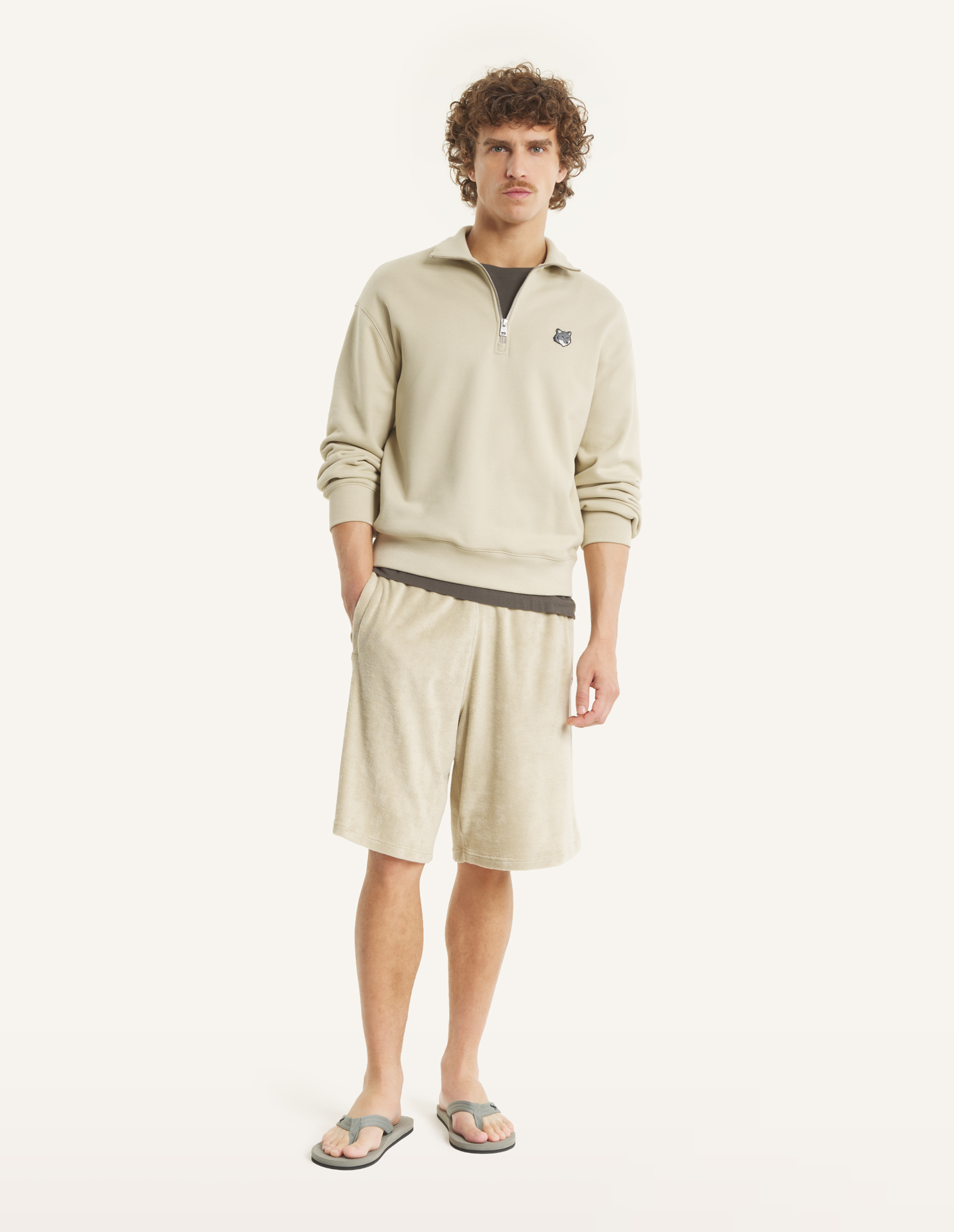 FOX HEAD COMFORT HALF ZIP SWEATSHIRT | Maison Kitsuné