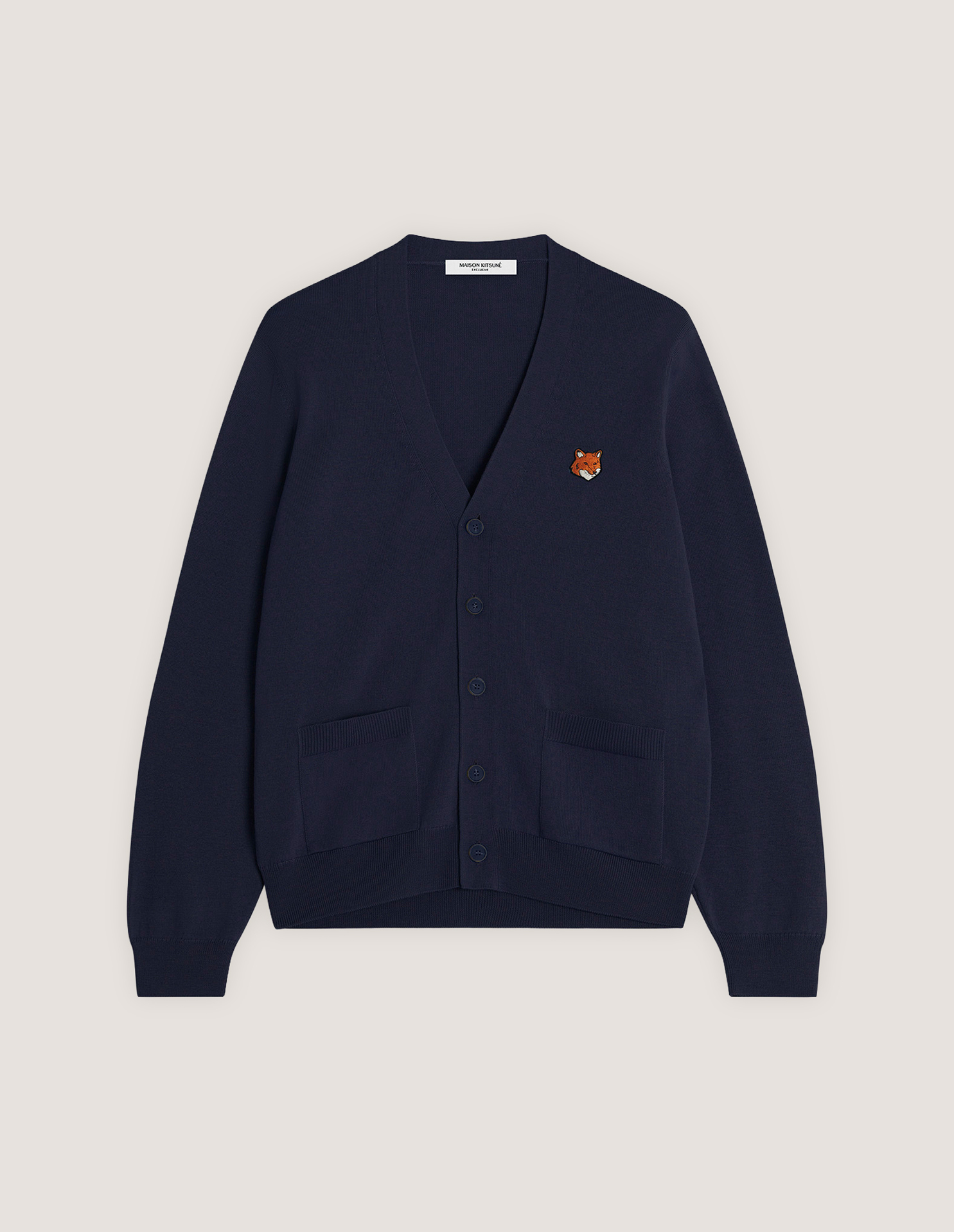【美品】MAISON KITSUNÉ ネイビー カーディガン FOX HEAD MERINO REGULAR CARDIGAN | Maison Kitsuné