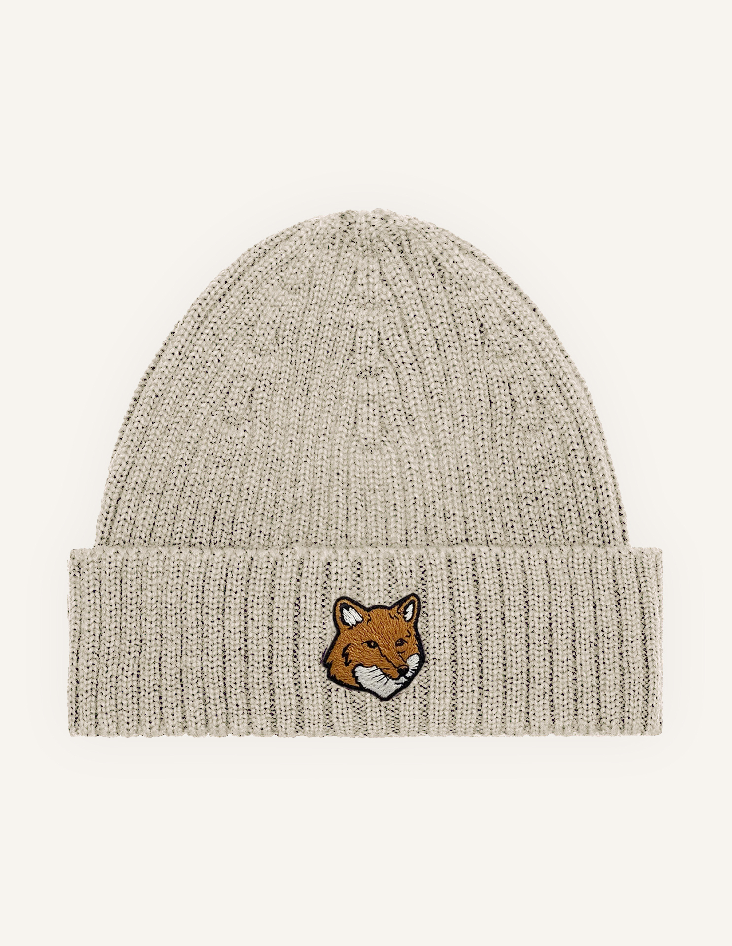 帽子 Maison Kitsune Chillax Fox Patch Beanie Maison Kitsuné - Bold Fox Head Patch Ribbed Beanie | HBX