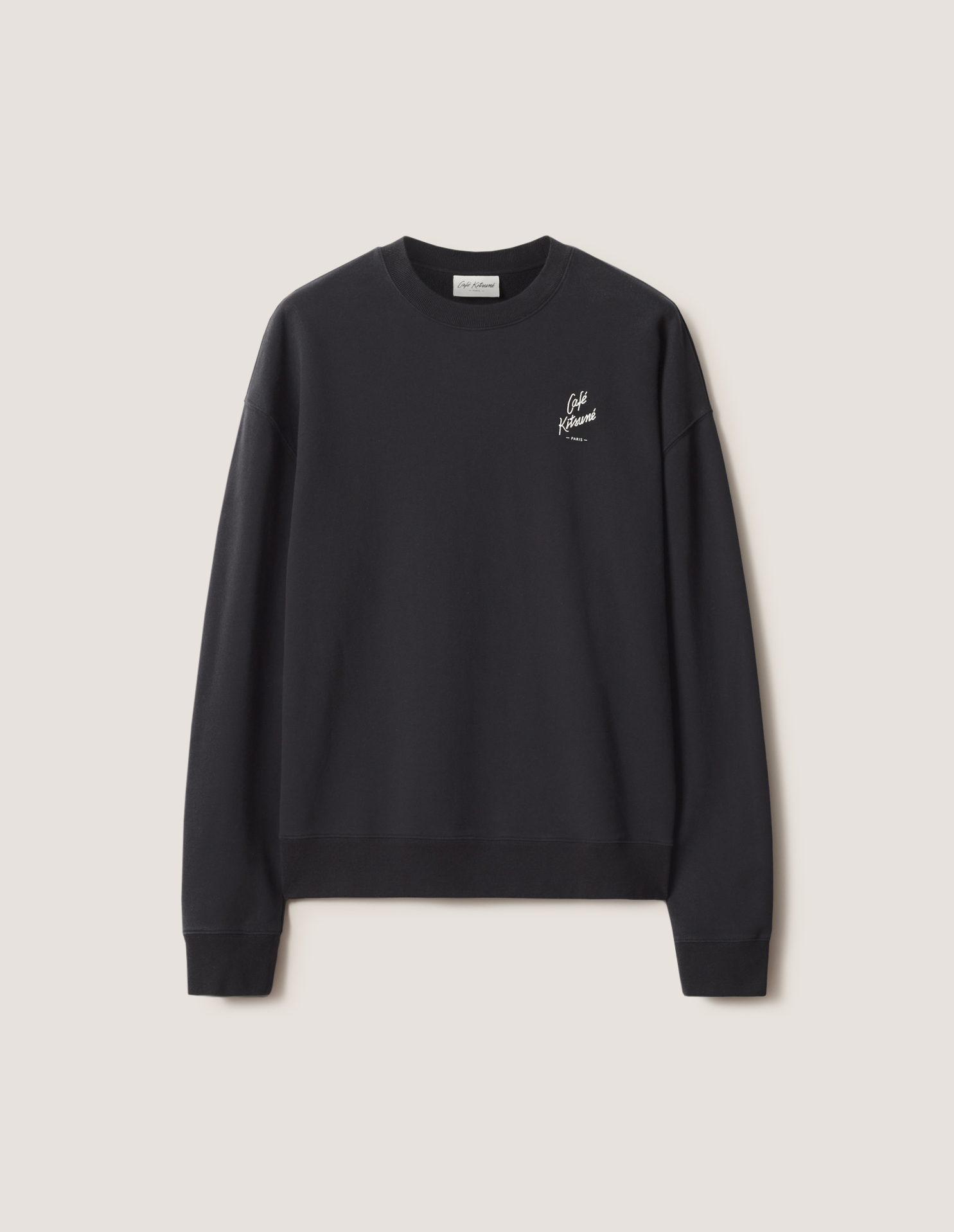 MAISON KITSUNÉ ブラックトレーナー M CAFE KITSUNE RELAX SWEATSHIRT | Maison Kitsuné