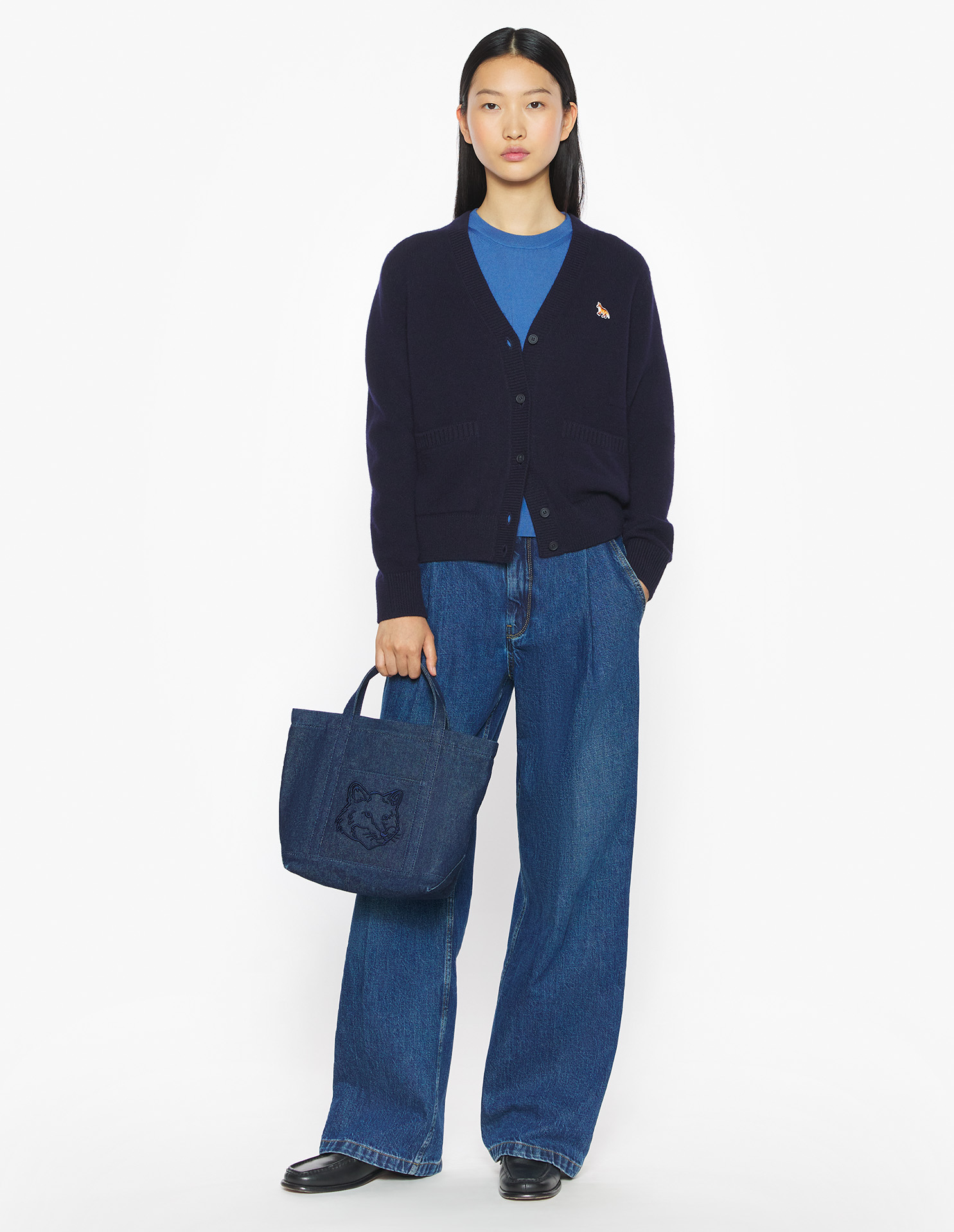 BABY FOX LAMBSWOOL BOXY CARDIGAN | Maison Kitsuné