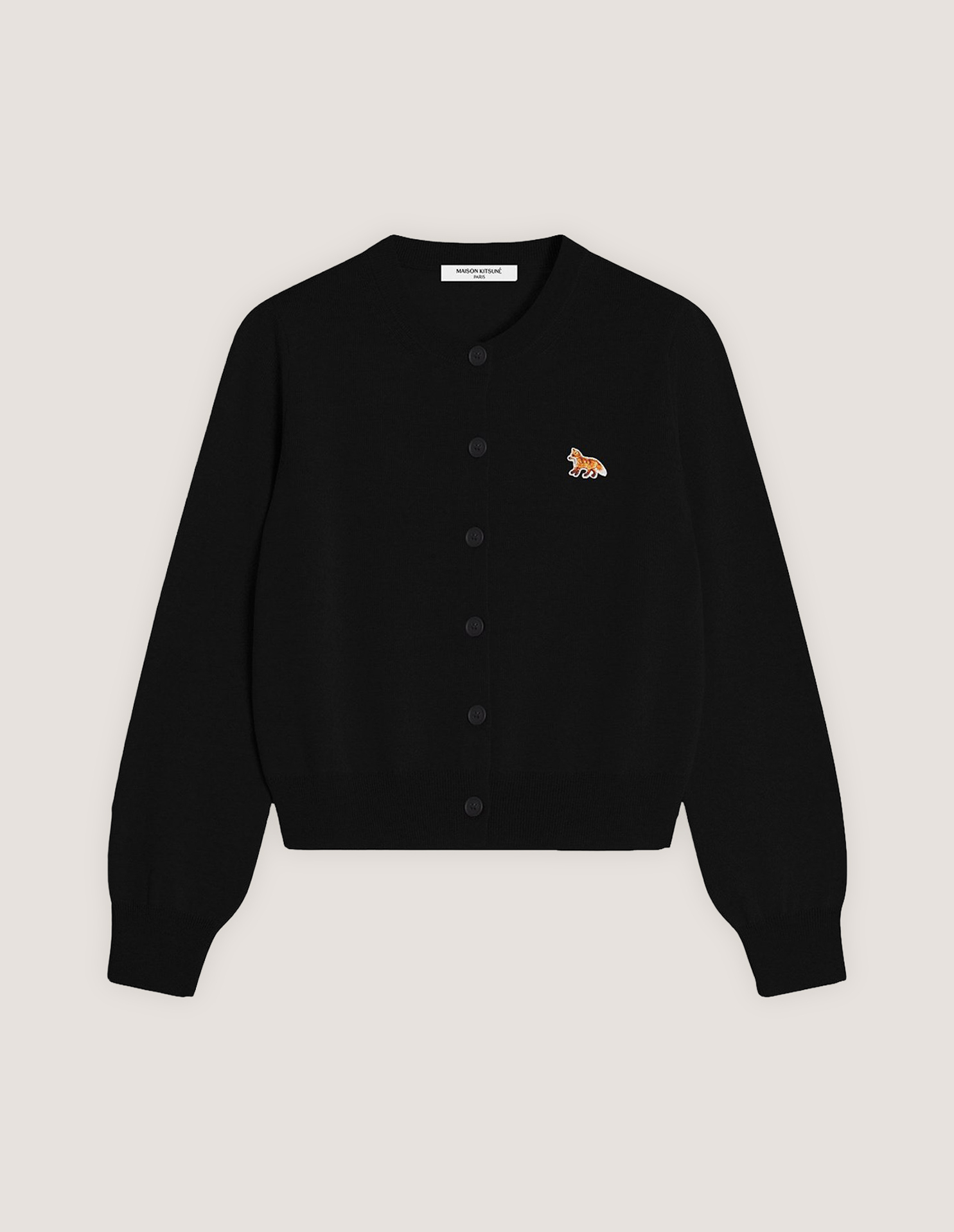 【美品】 メゾンキツネ RIBBED BABY FOX CARDIGAN 黒色 BABY FOX MERINO REGULAR CARDIGAN | Maison Kitsuné