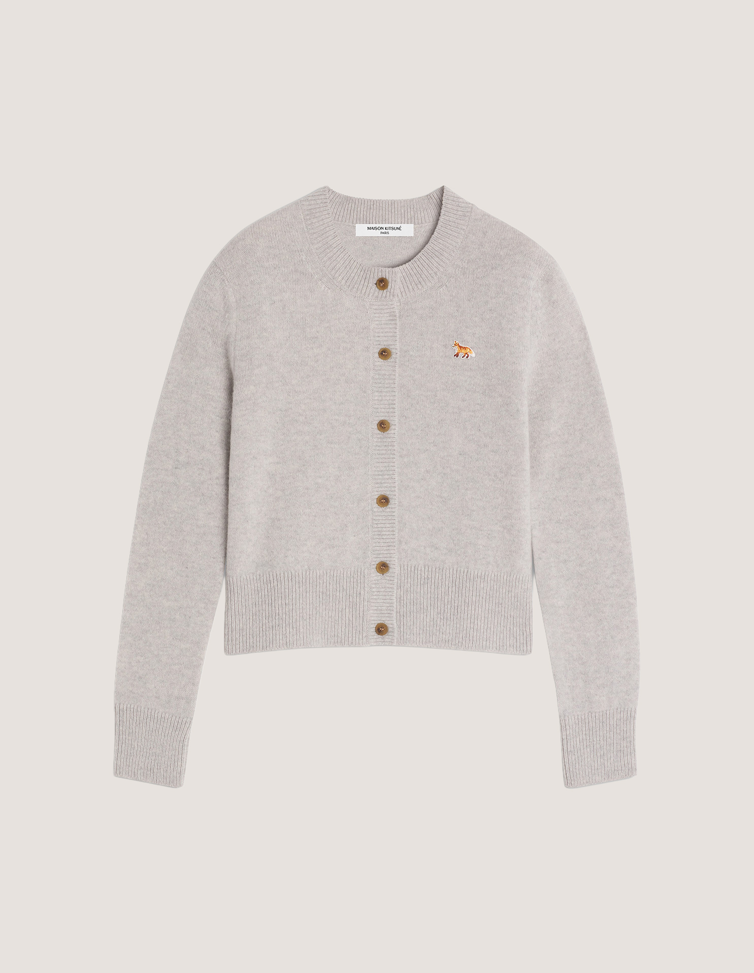 BABY FOX LAMBSWOOL FITTED CARDIGAN | Maison Kitsuné