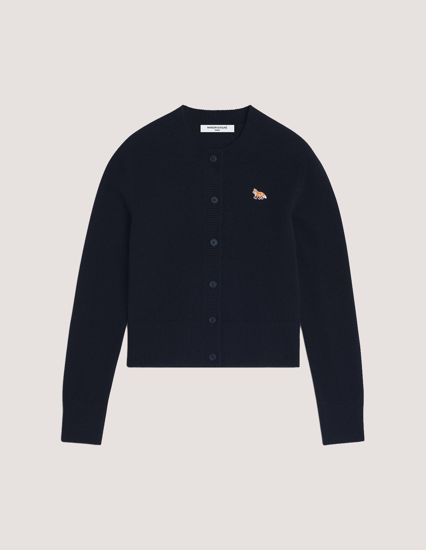 BABY FOX LAMBSWOOL FITTED CARDIGAN | Maison Kitsuné