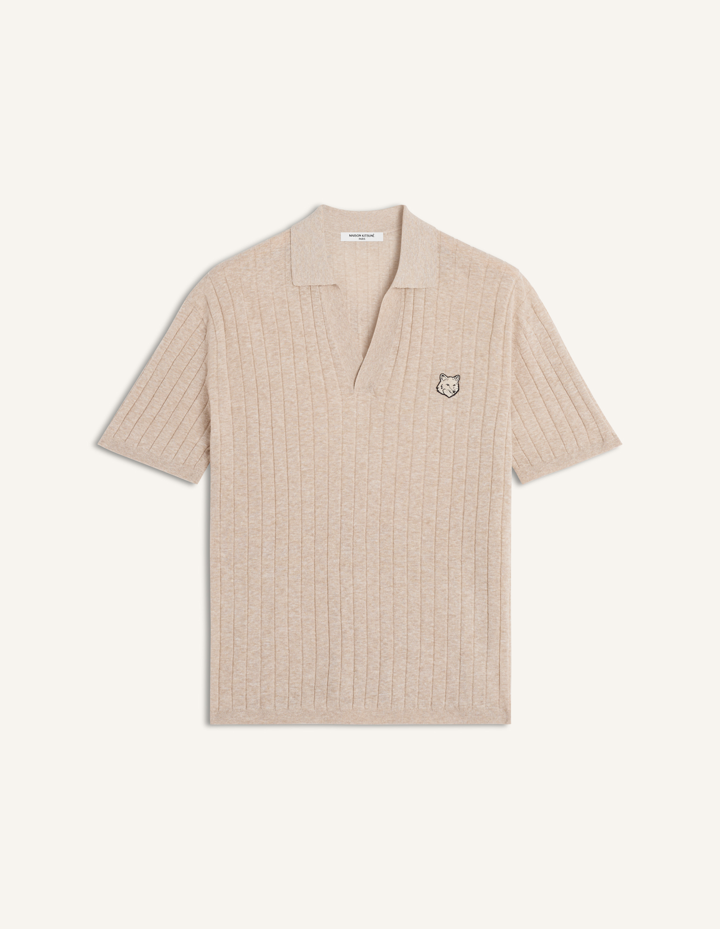 MAISON KITSUNÉ M 薄手ニットポロシャツ MAISON KITSUNE（メゾン キツネ） ニットポロシャツ FOX HEAD PATCH