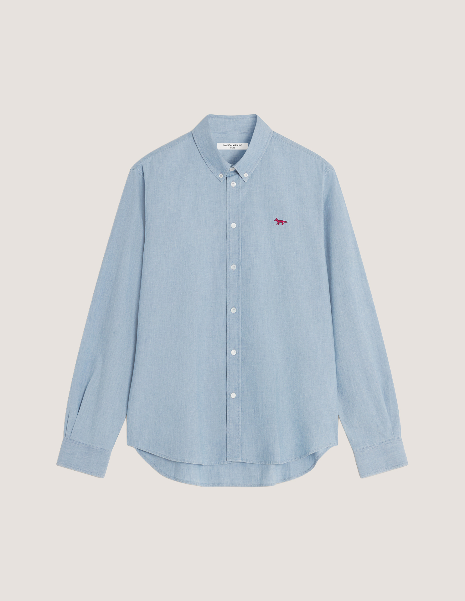 MAISON KITSUNE ダウンボタンシャツ ライトブルー38 ユニセックス PROFILE FOX REGULAR SHIRT | Maison Kitsuné