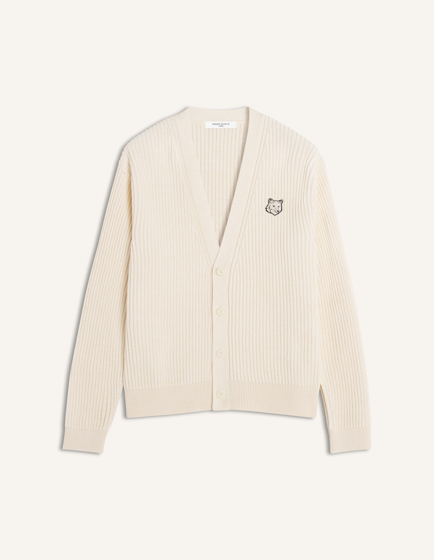 フォックスヘッド コットン リブ カーディガン | Maison Kitsuné
