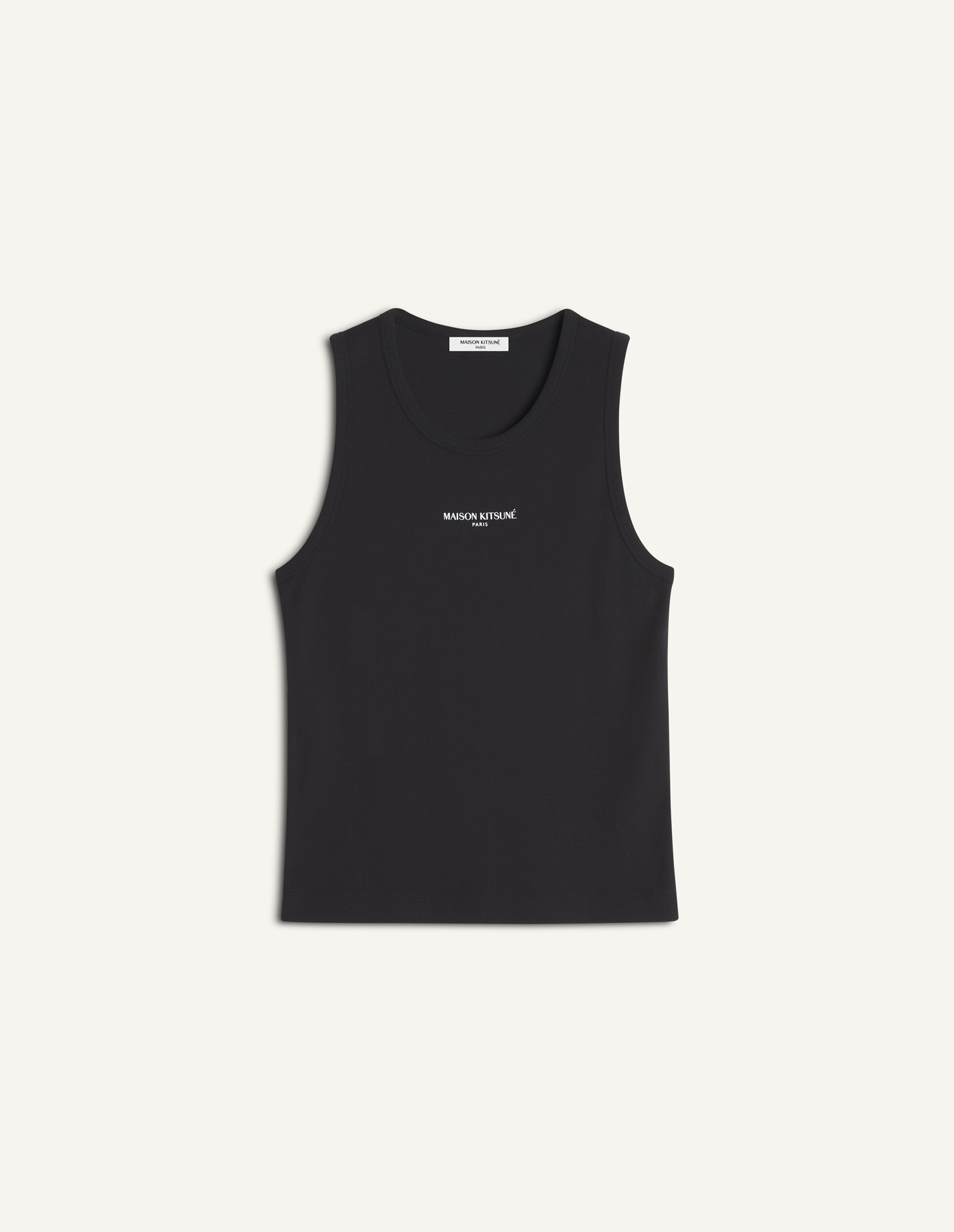メゾンキツネ リブタンクトップ ブラック XS MAISON KITSUNÉ PARIS リブ タンクトップ | Maison Kitsuné
