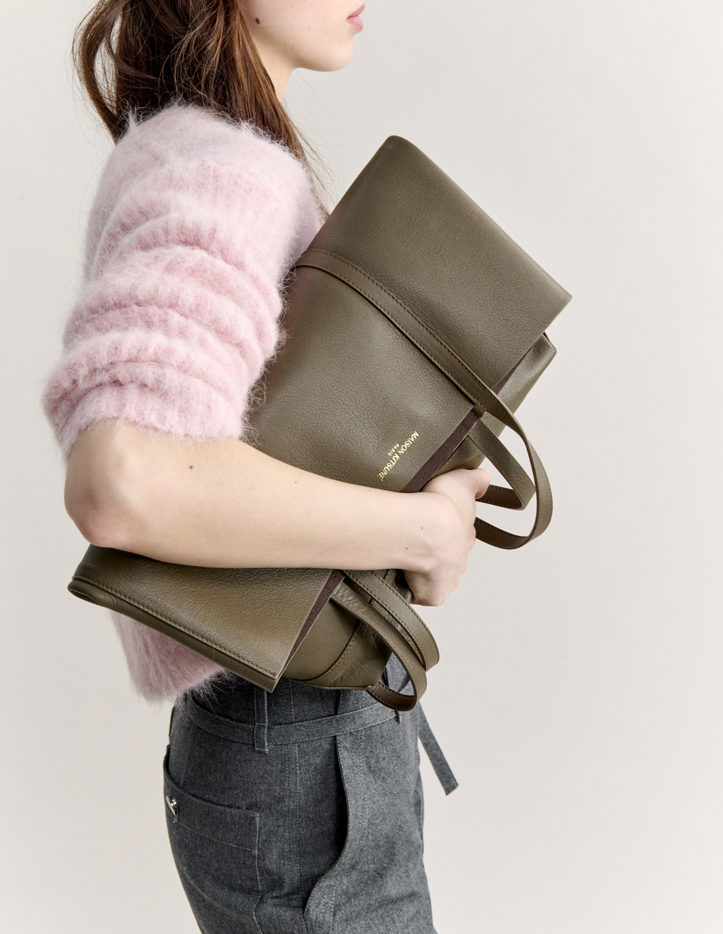 MAISON KITSUNE PARIS LEATHER TOTE | Maison Kitsuné