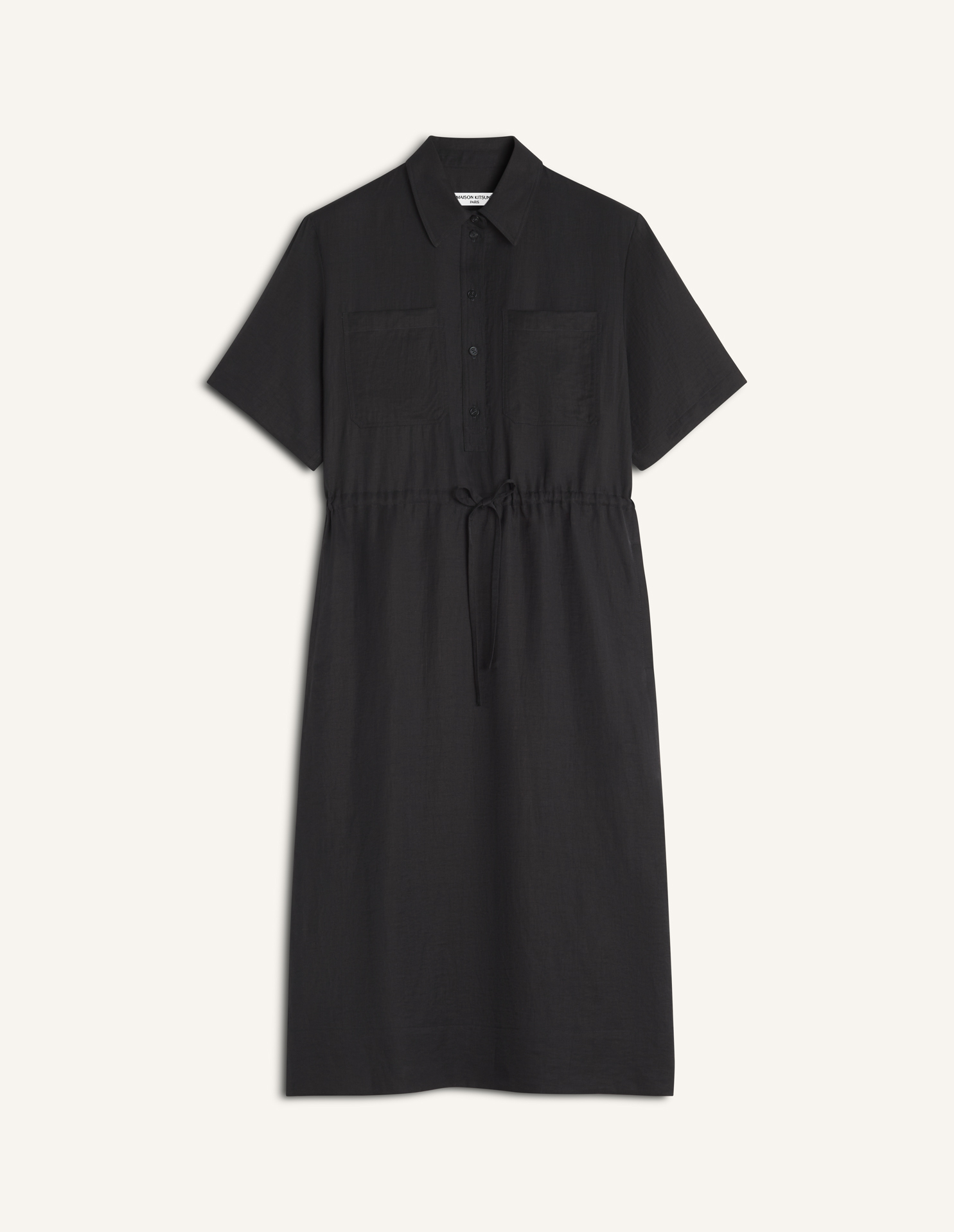 メゾンキツネ34ドレス黒 ミディ シャツドレス | Maison Kitsuné