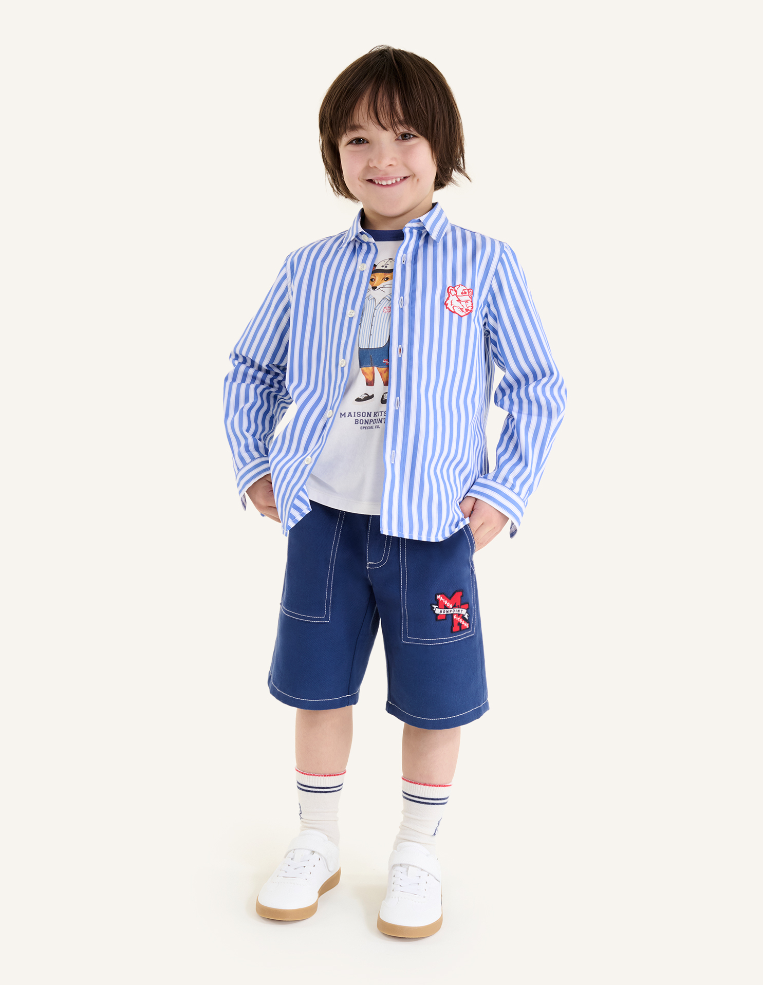 MAISON KITSUNE x BONPOINT TANGUI STRIPED SHIRT | Maison Kitsuné