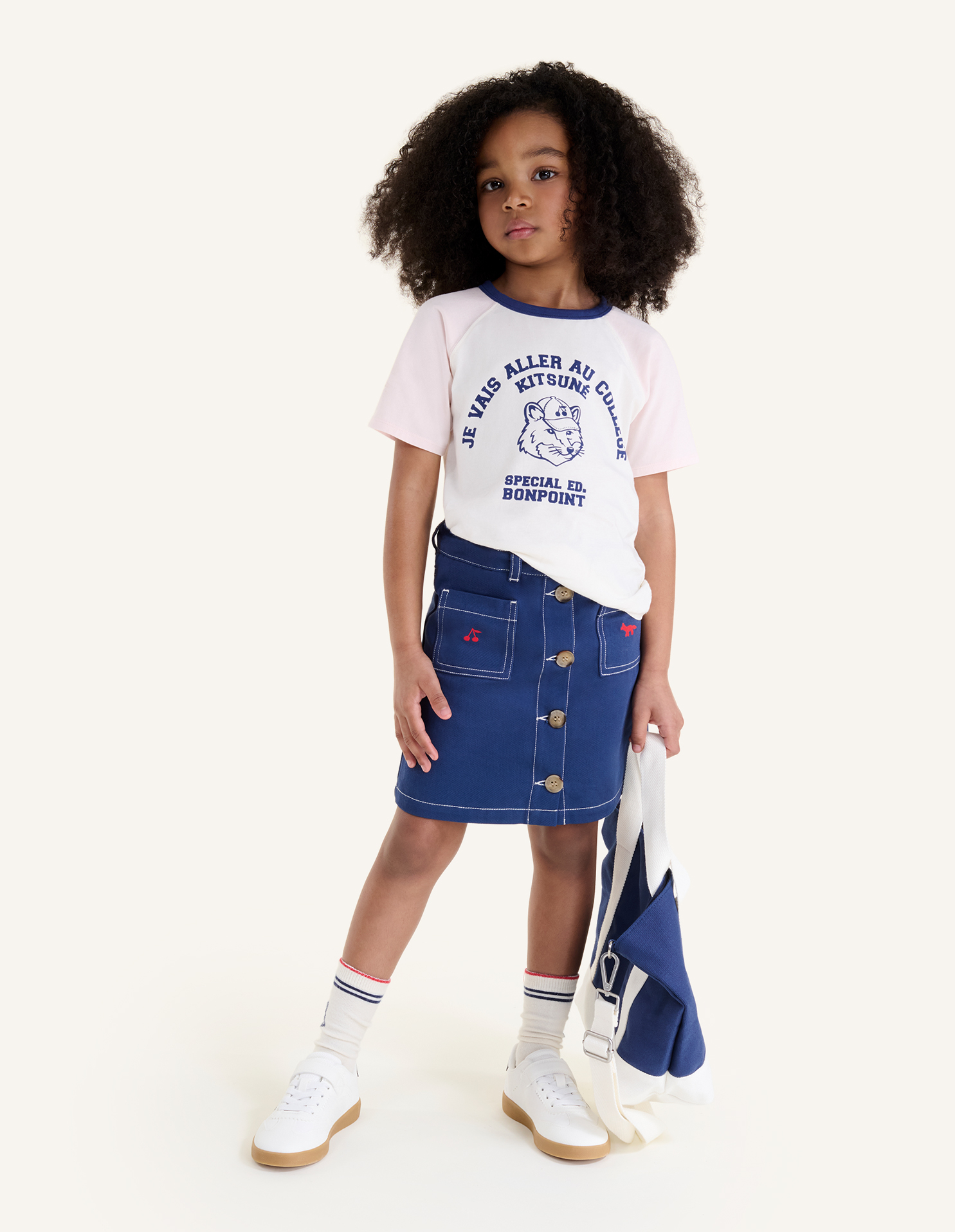 Maison Kitsune キルティングスカート MAISON KITSUNE x BONPOINT LAURINE GABARDINE SKIRT | Maison Kitsuné